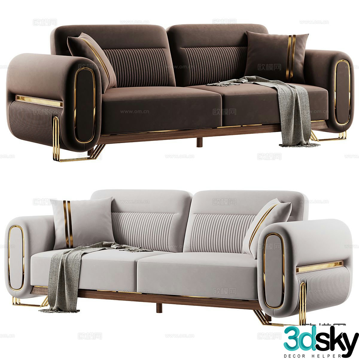 Light luxury double sofa 3D model