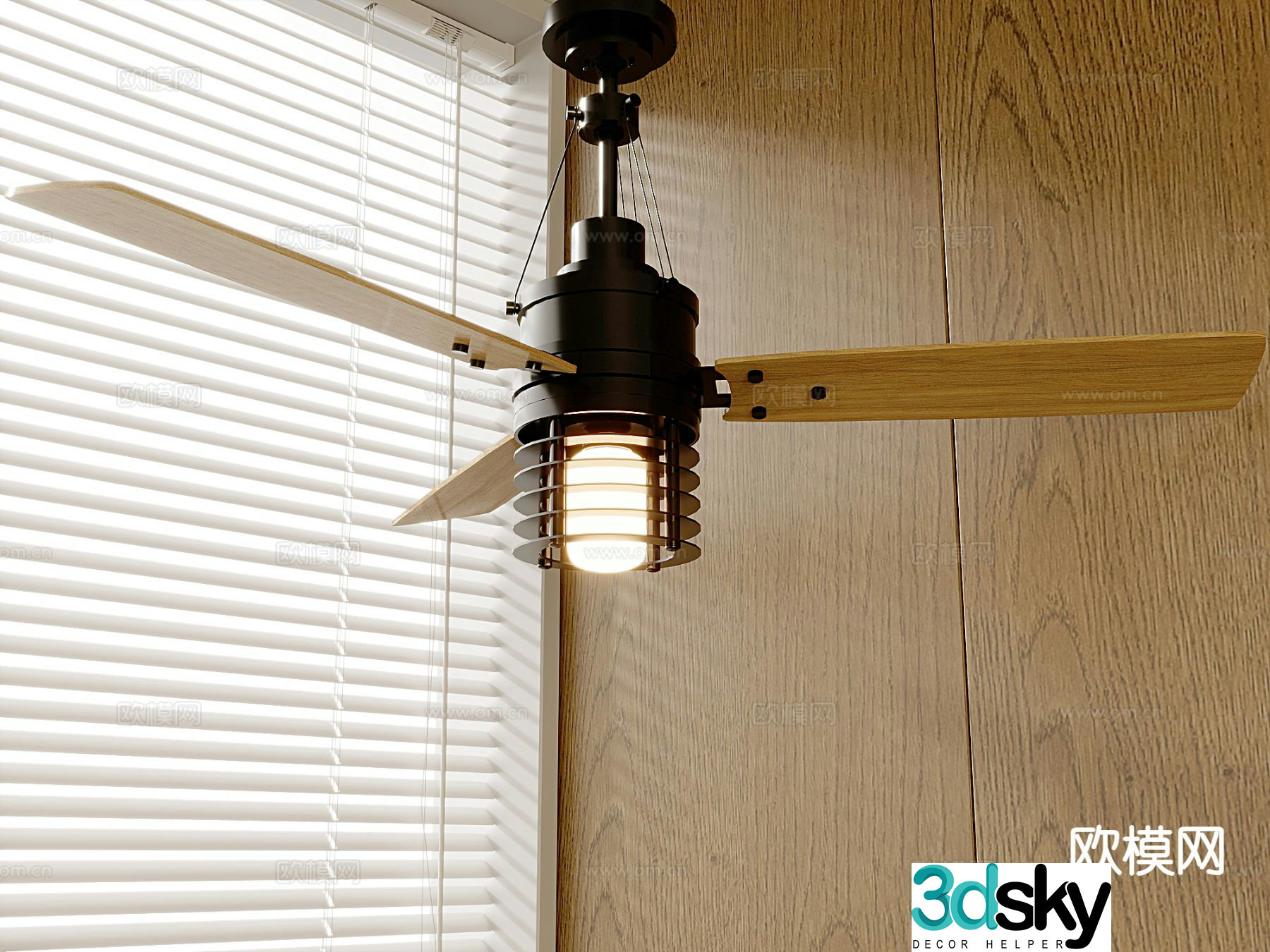 Medieval style ceiling fan fan light 3d model