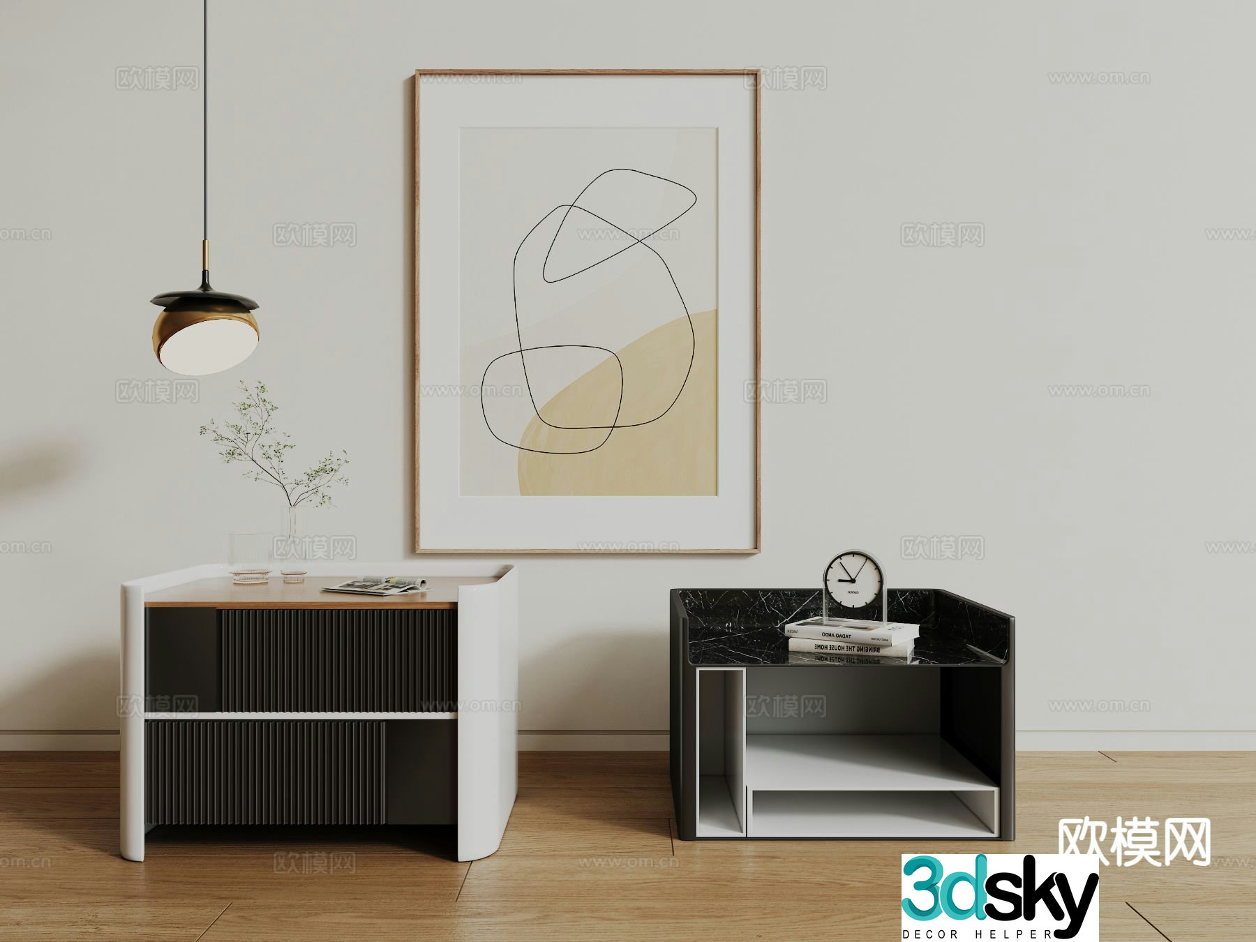 Modern bedside table 3d model