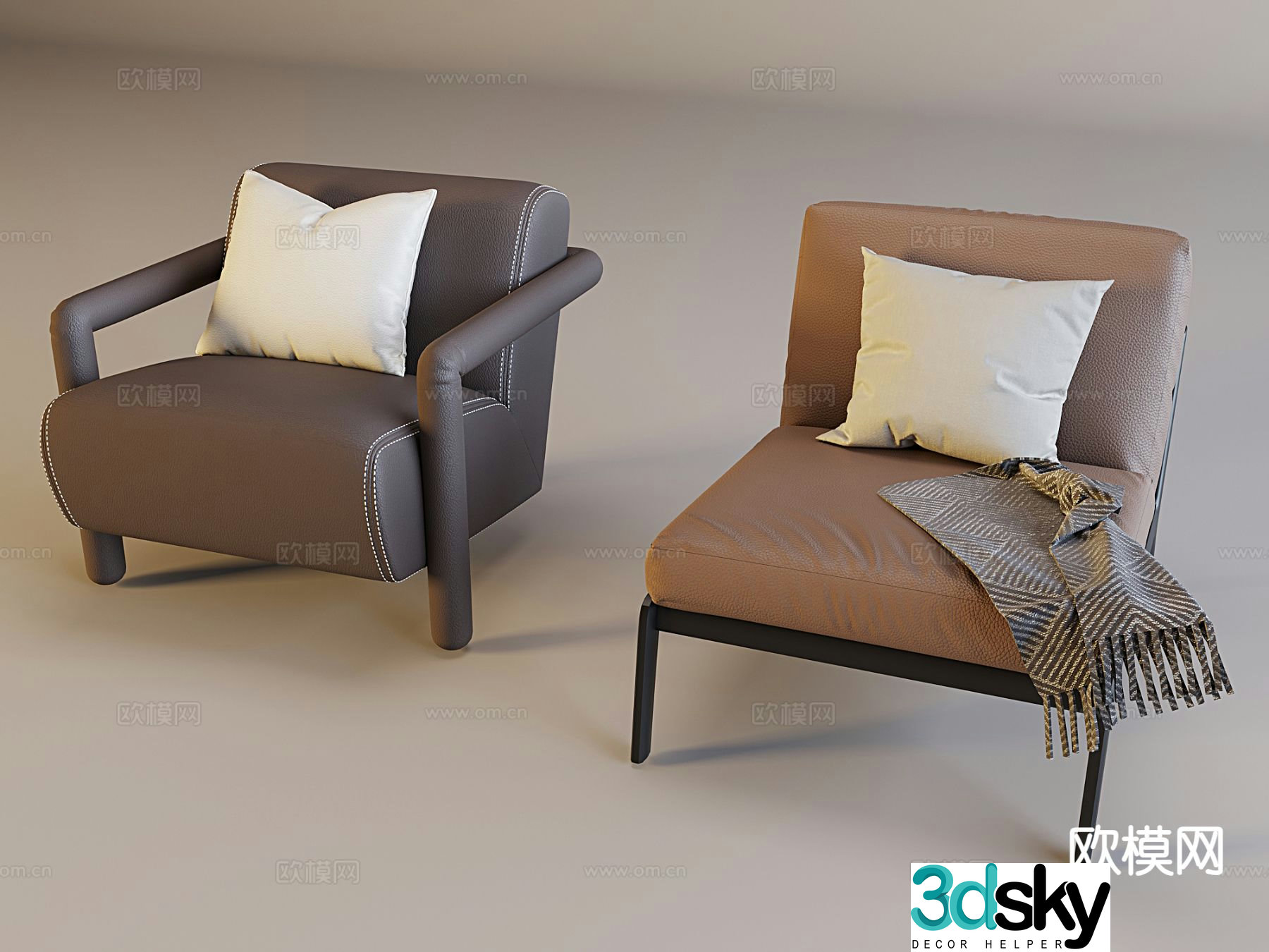 Nordic style single sofa 3d model