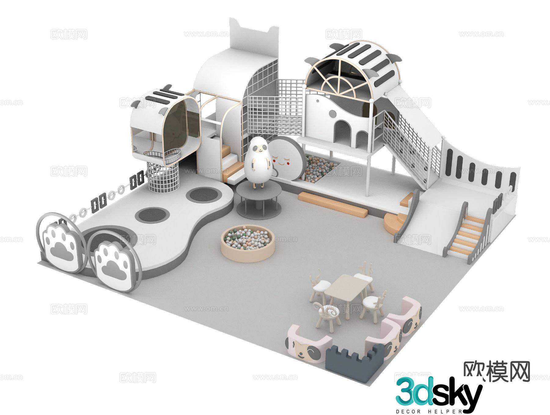 Amusement equipment slide ocean pool 3d model