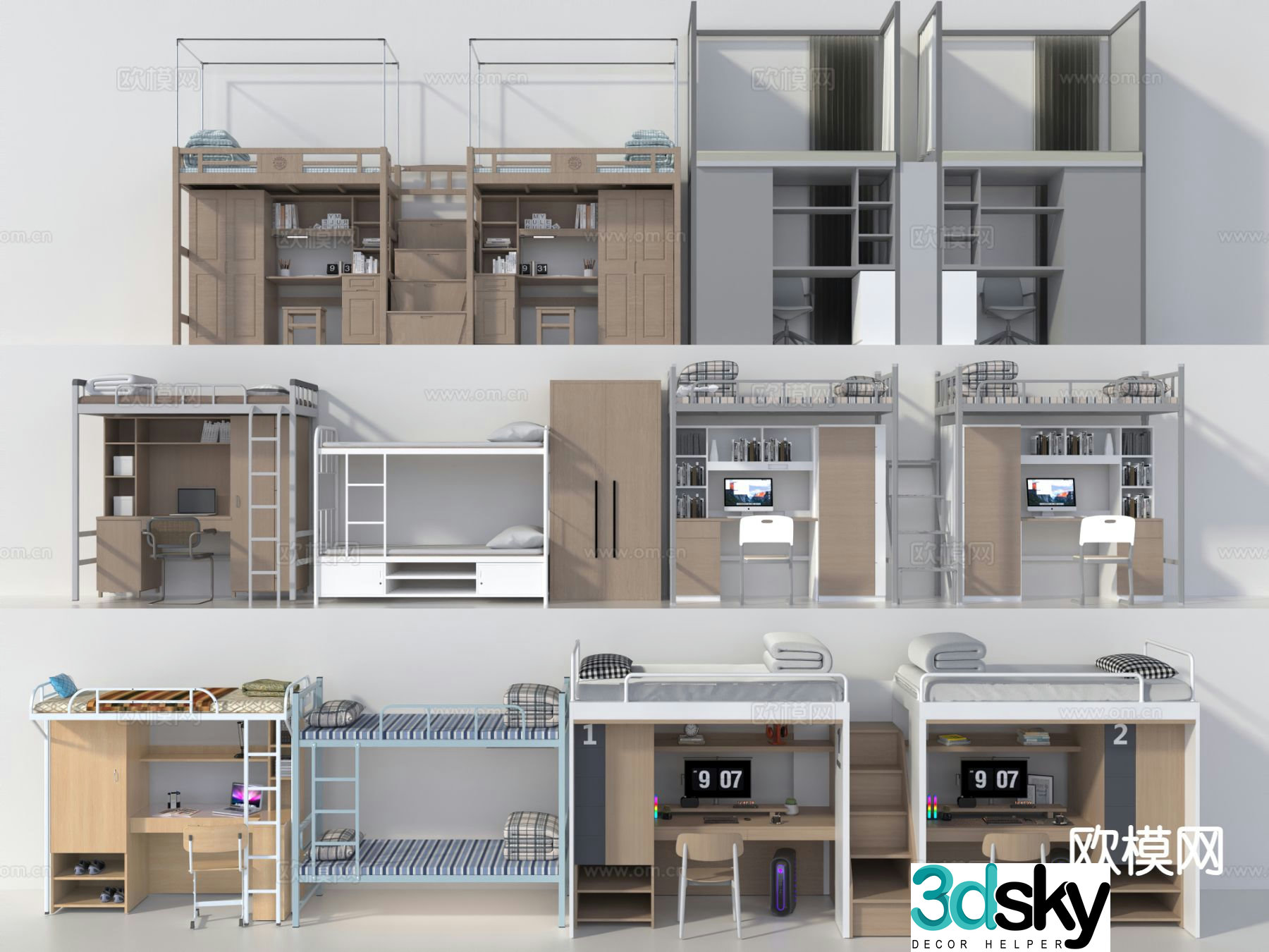 bunk bed dormitory bed bunk bed dormitory bed 3d model