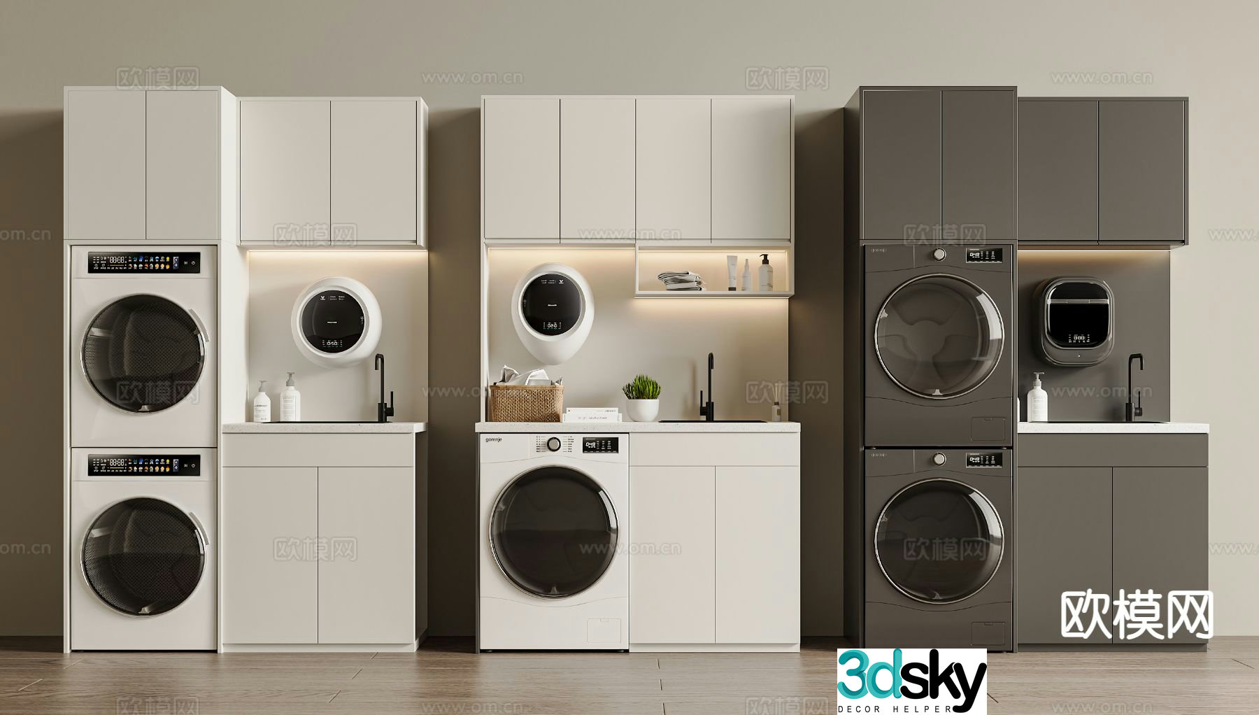 Balcony cabinet washing machine cabinet 3d model