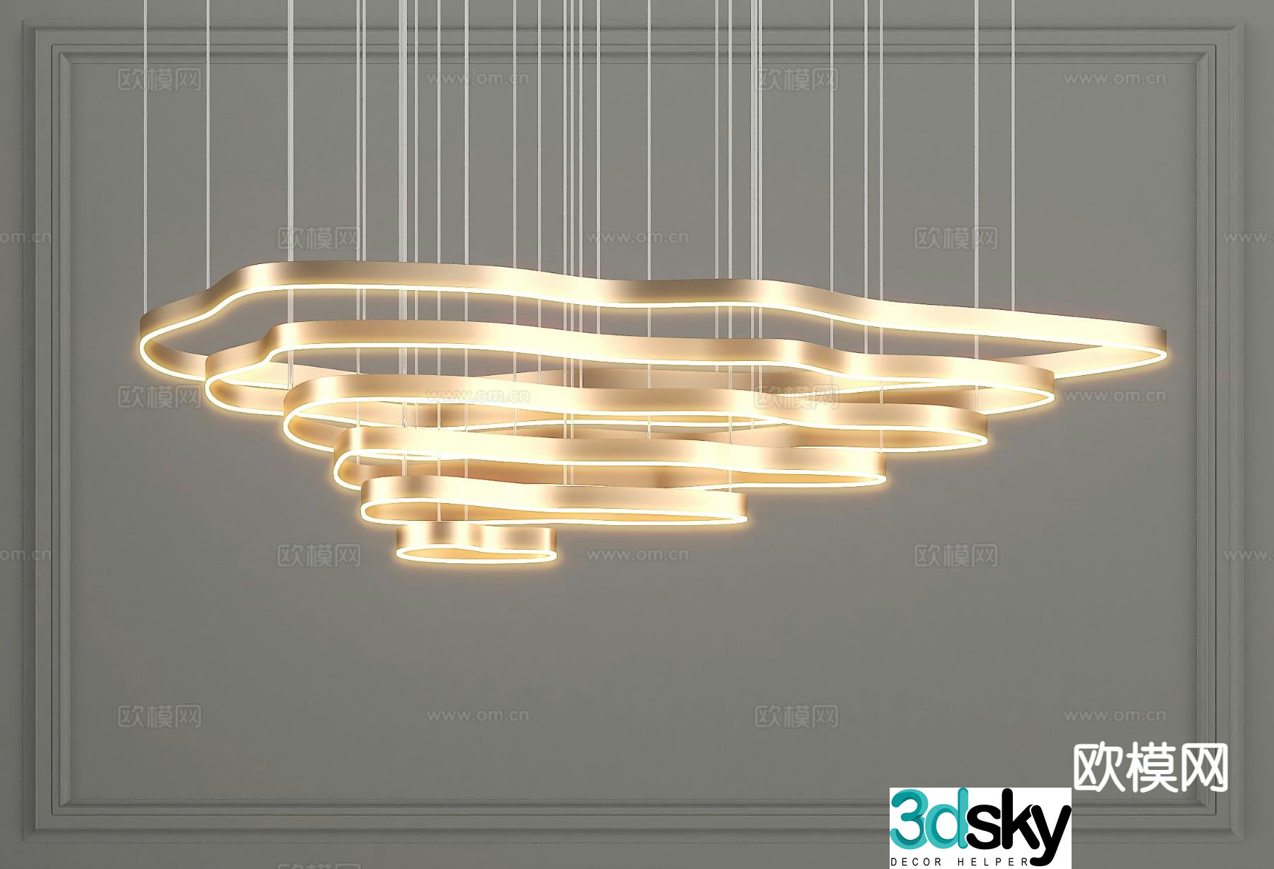 Light luxury chandelier hall chandelier 3d model