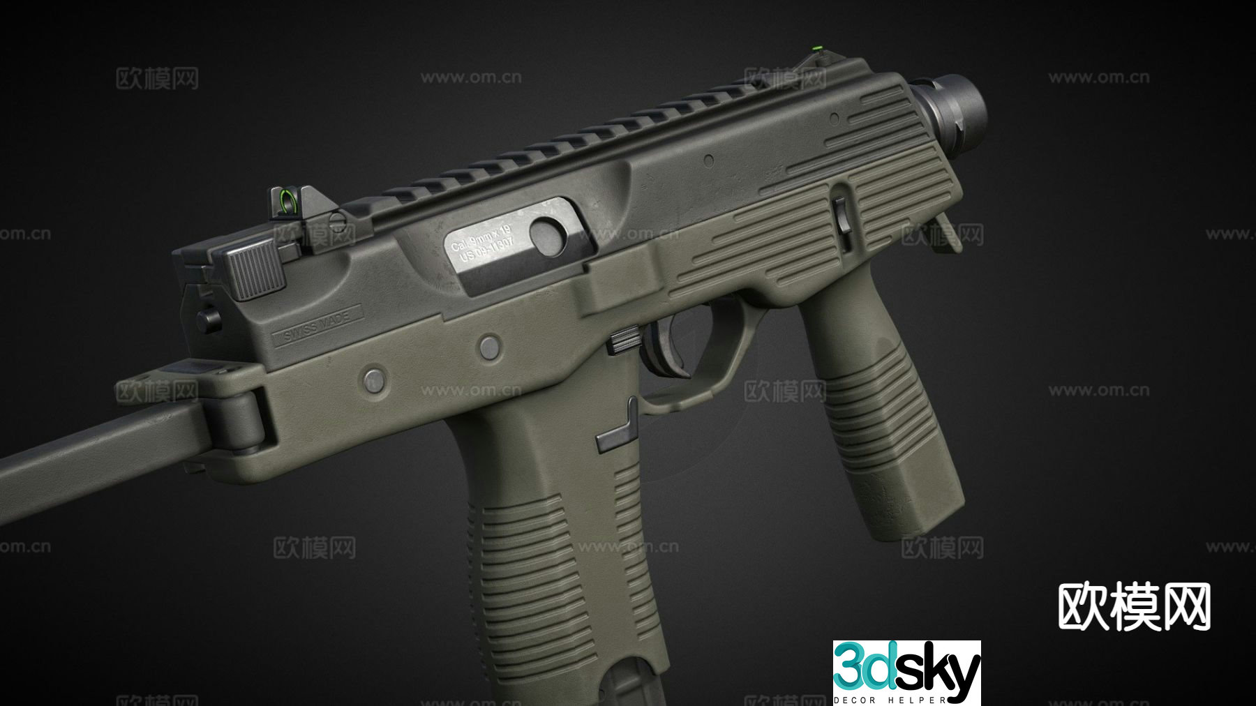 MP9 submachine gun weapon 3d model