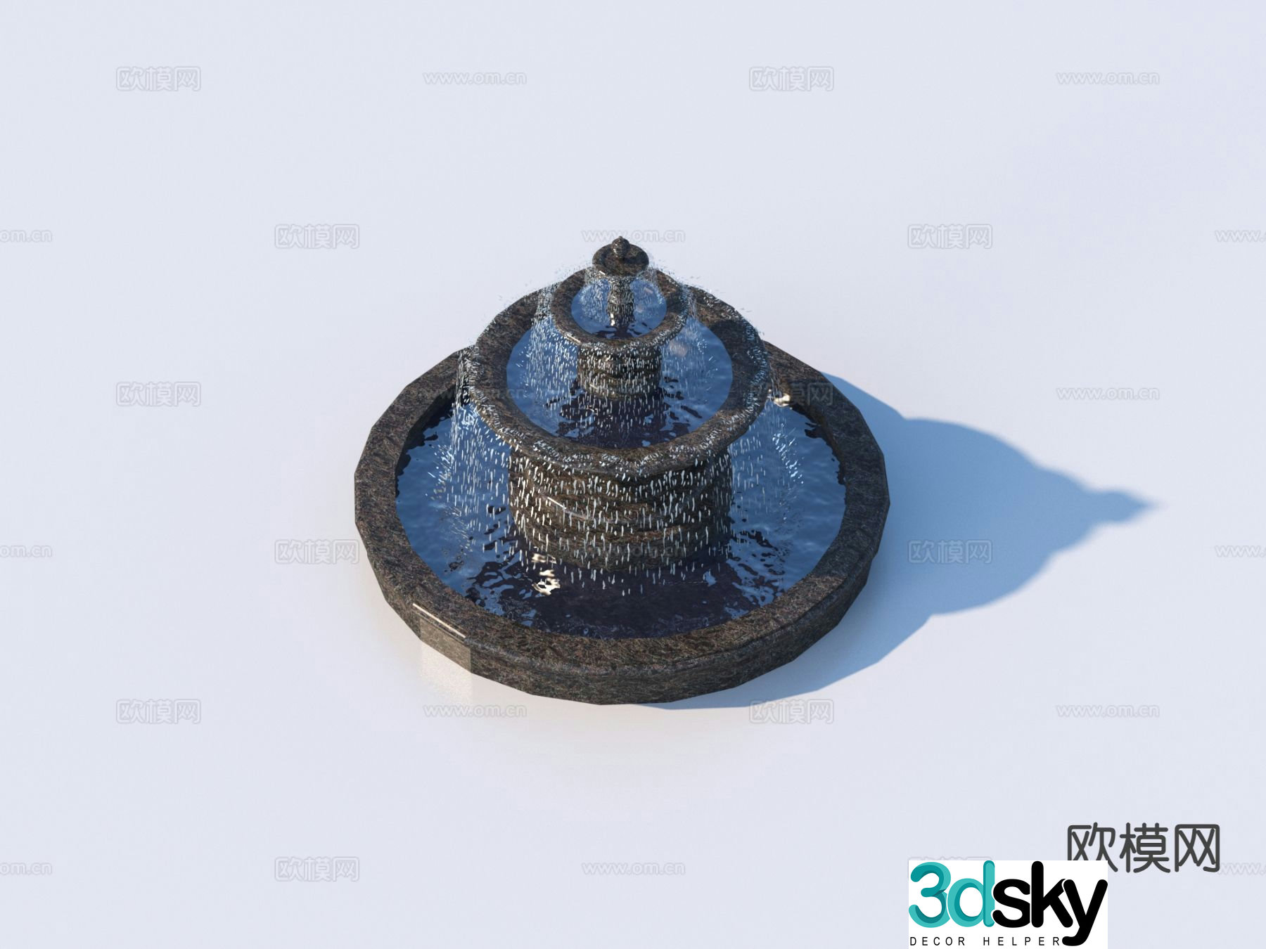Fountain water feature gardening sketch 3d model