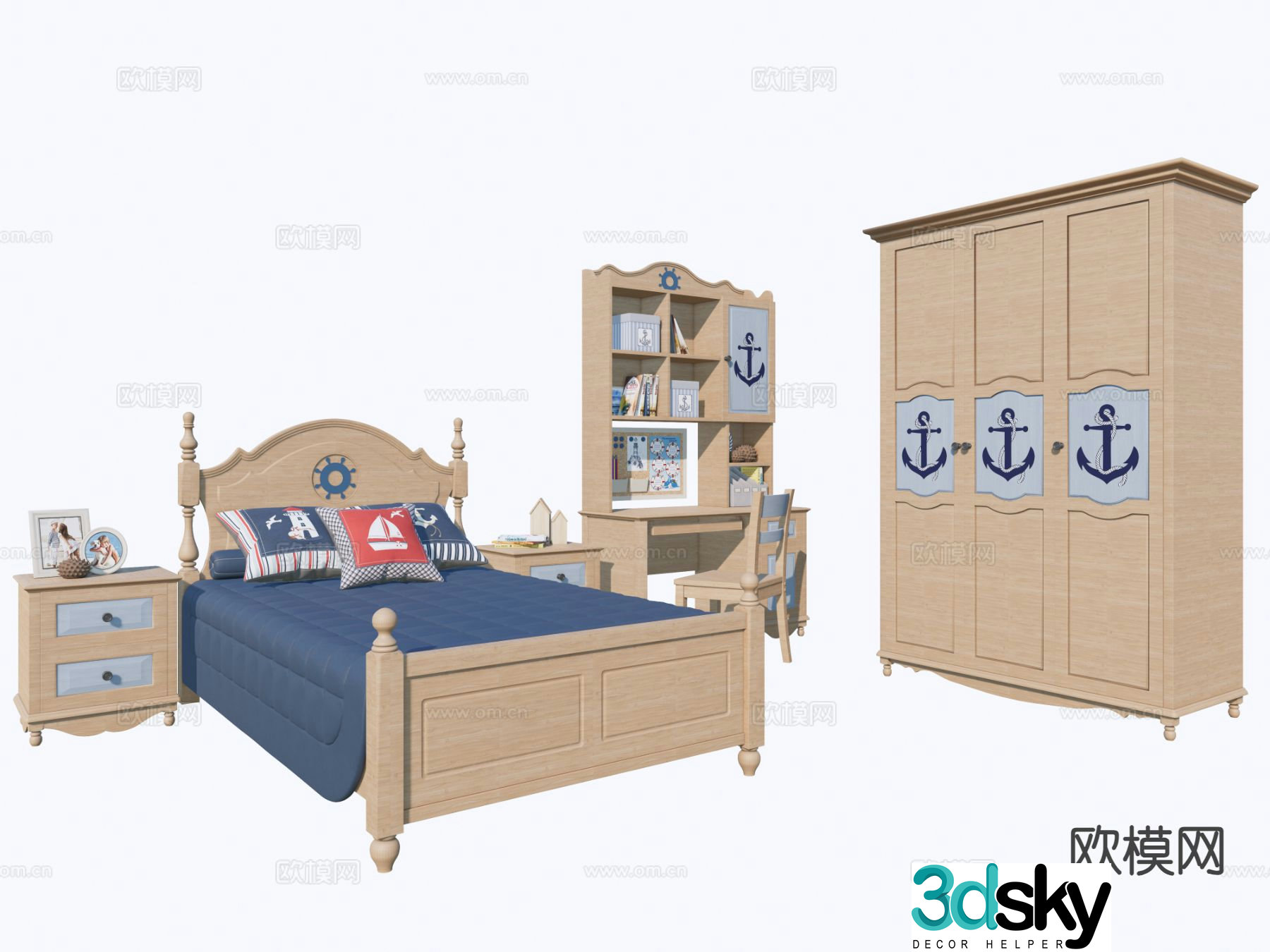 Nordic children’s bed 3d model