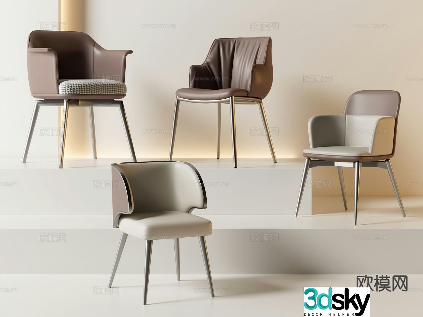 Modern chair dining chair leisure chair 3d model