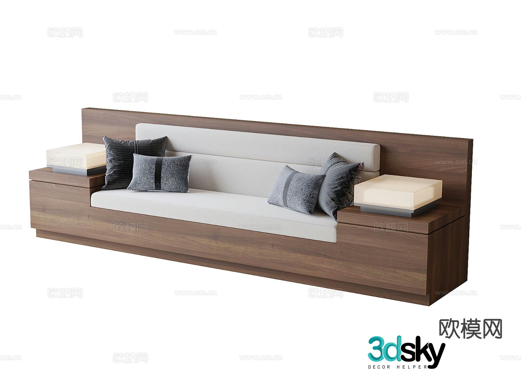 New Chinese style solid wood sofa deck sofa 3D model