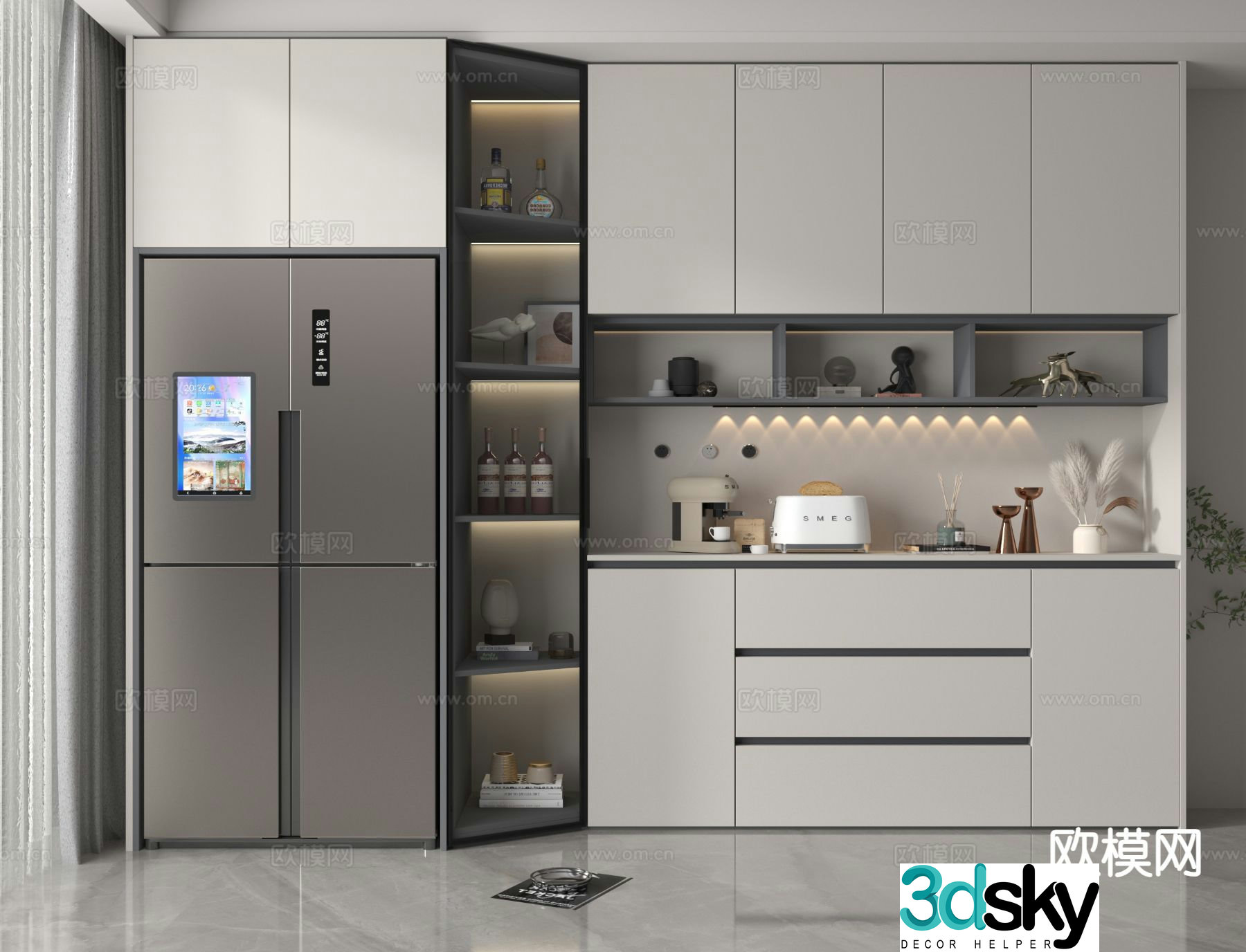 Modern wine cabinet sideboard 3d model