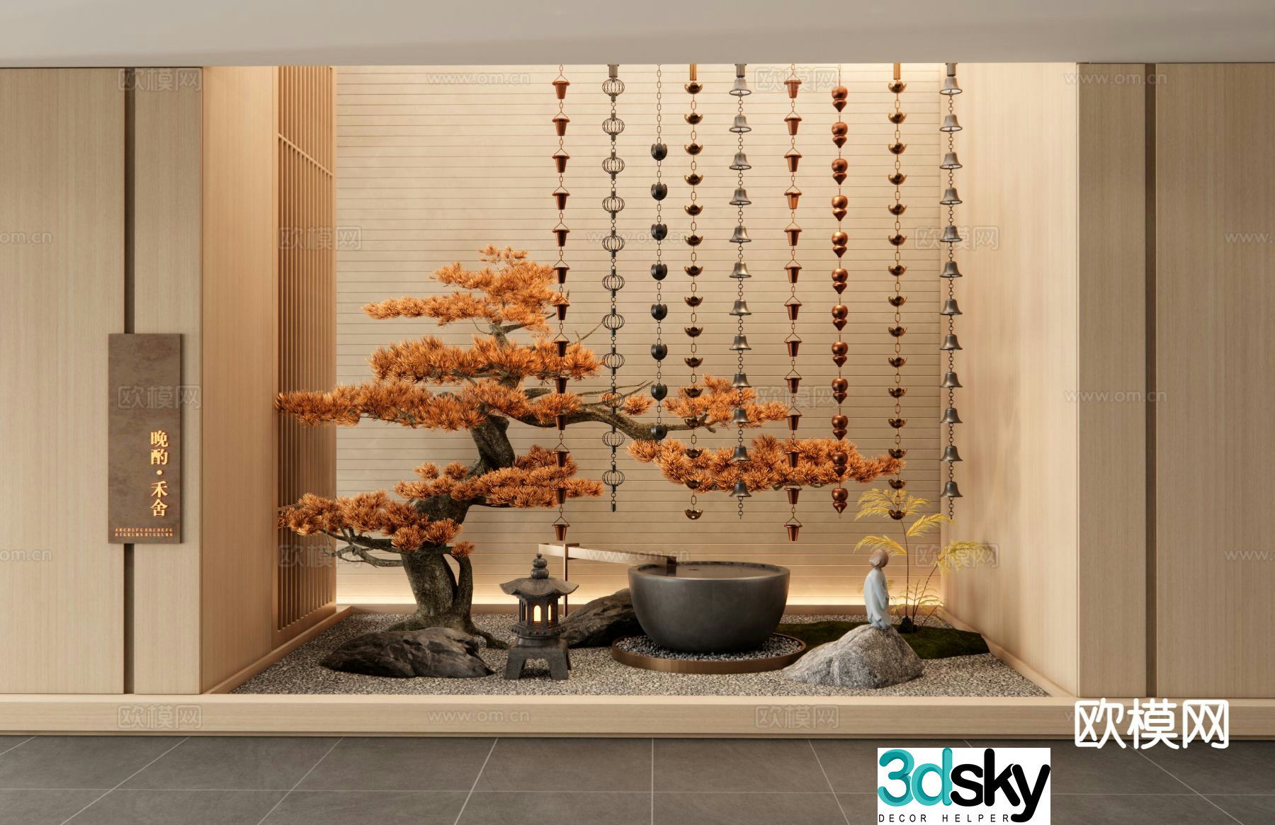 New Chinese style interior landscape interior landscaping 3D model