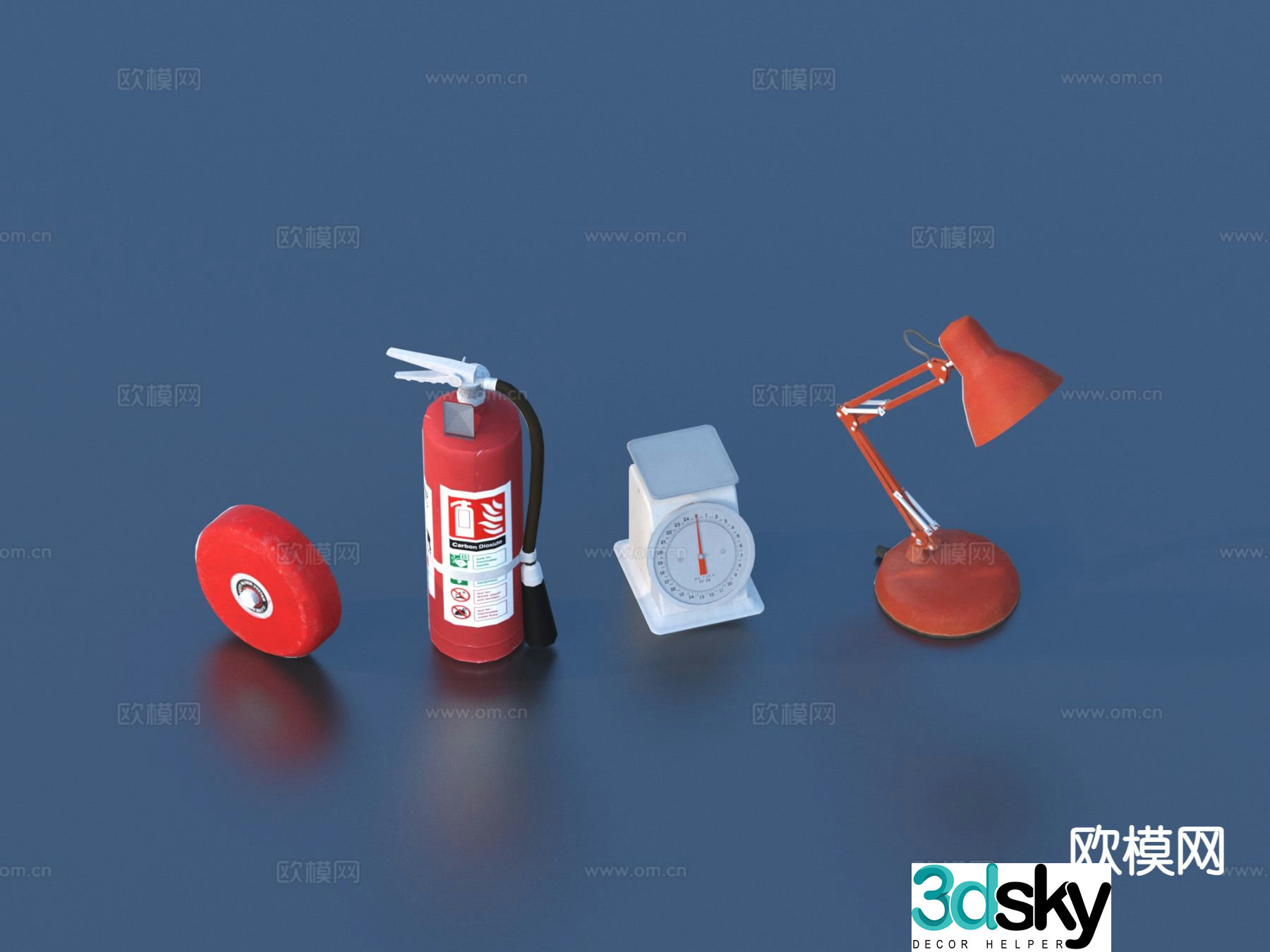 scale desk lamp fire extinguisher 3d model