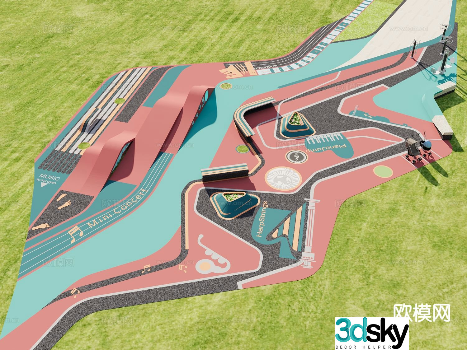 Pocket Park Sports Park 3d model