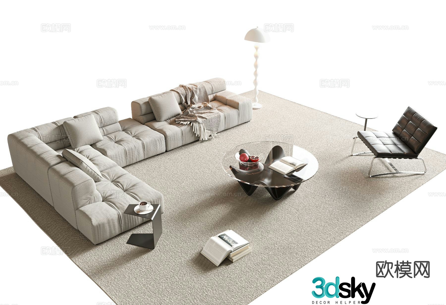 Modern corner sofa modular sofa 3d model