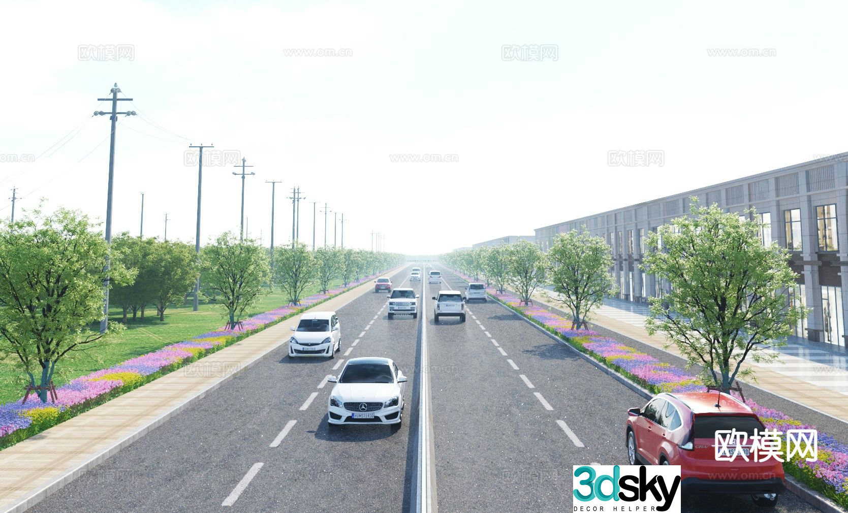 Modern highway city road 3d model