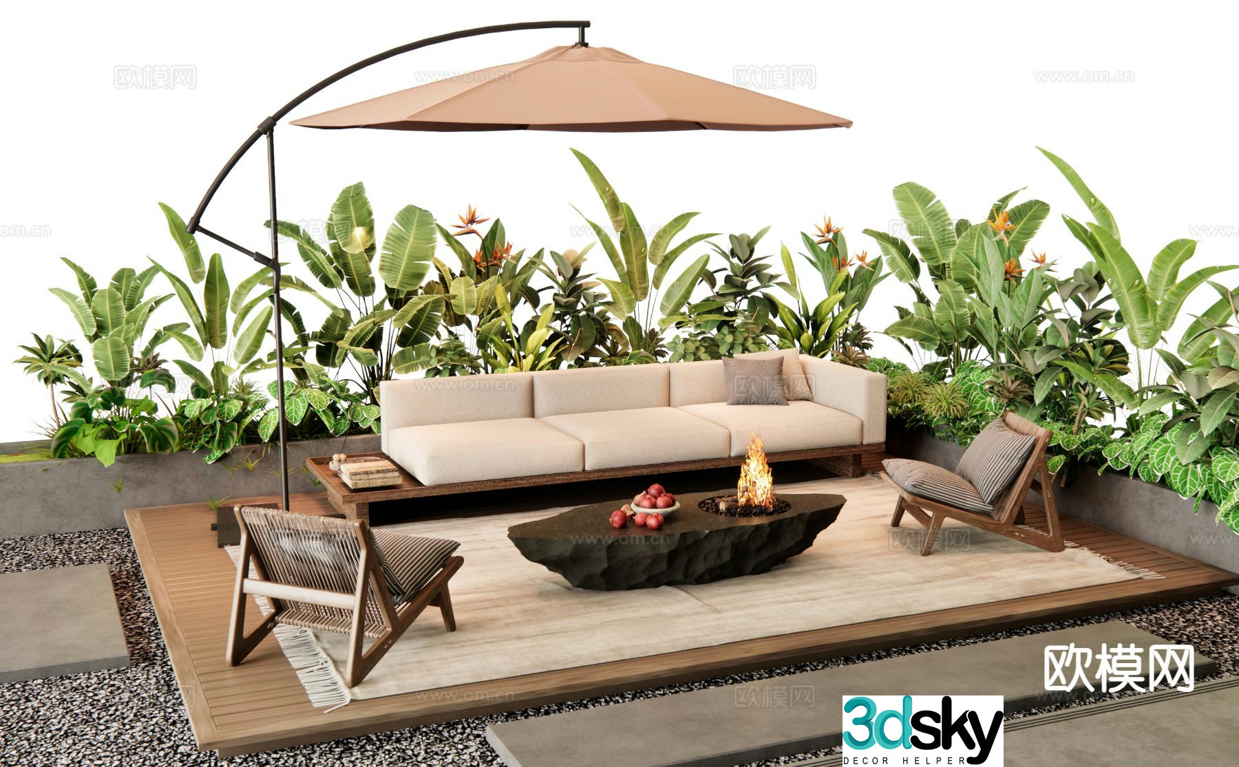 Modern outdoor sofa set 3d model