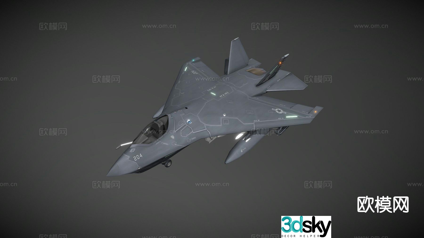 Military aircraft stealth fighter 3d model