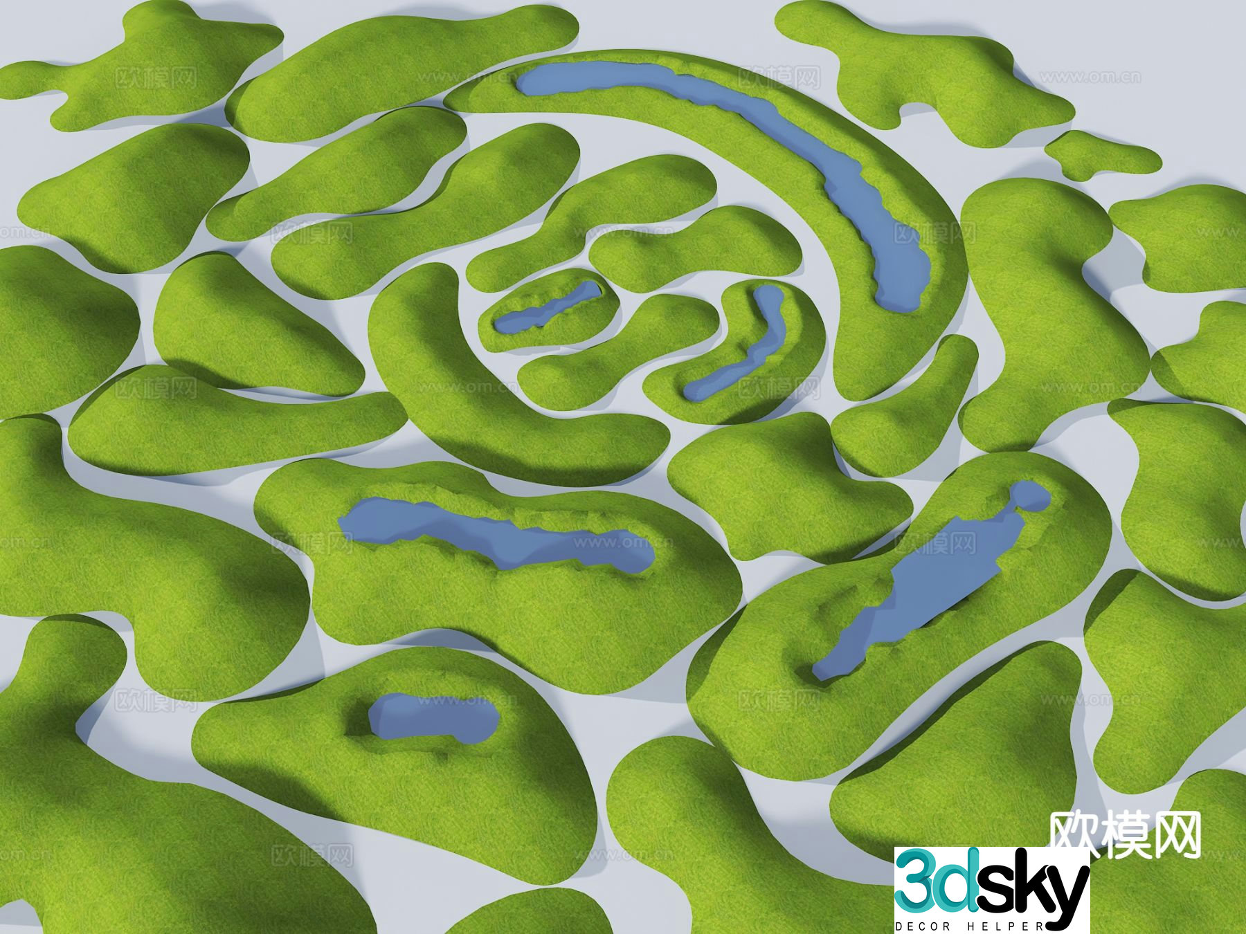 Mountain landform micro-terrain grass slope 3D model