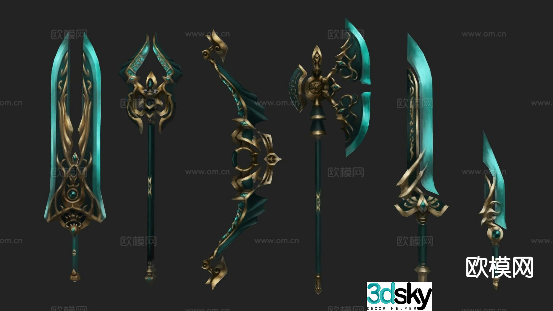 fantasy lightning weapon 3d model