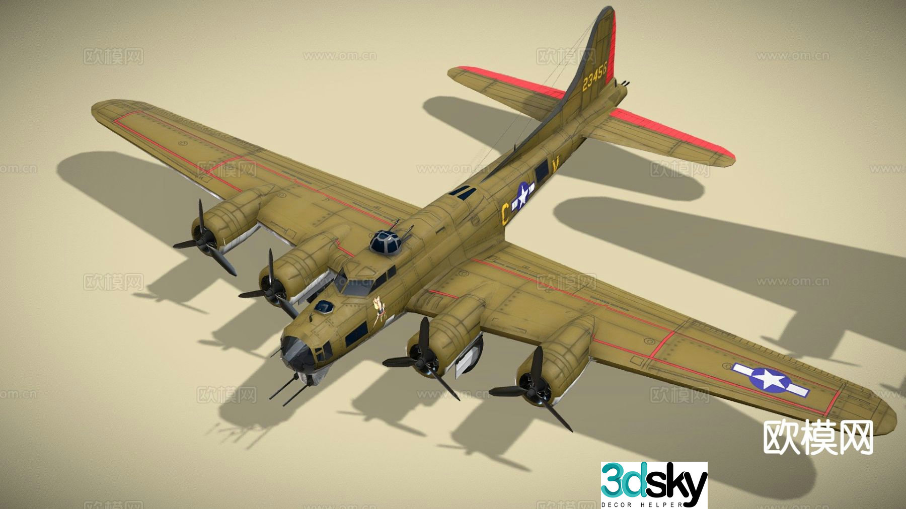 Boeing Flying Fortress fighter 3d model