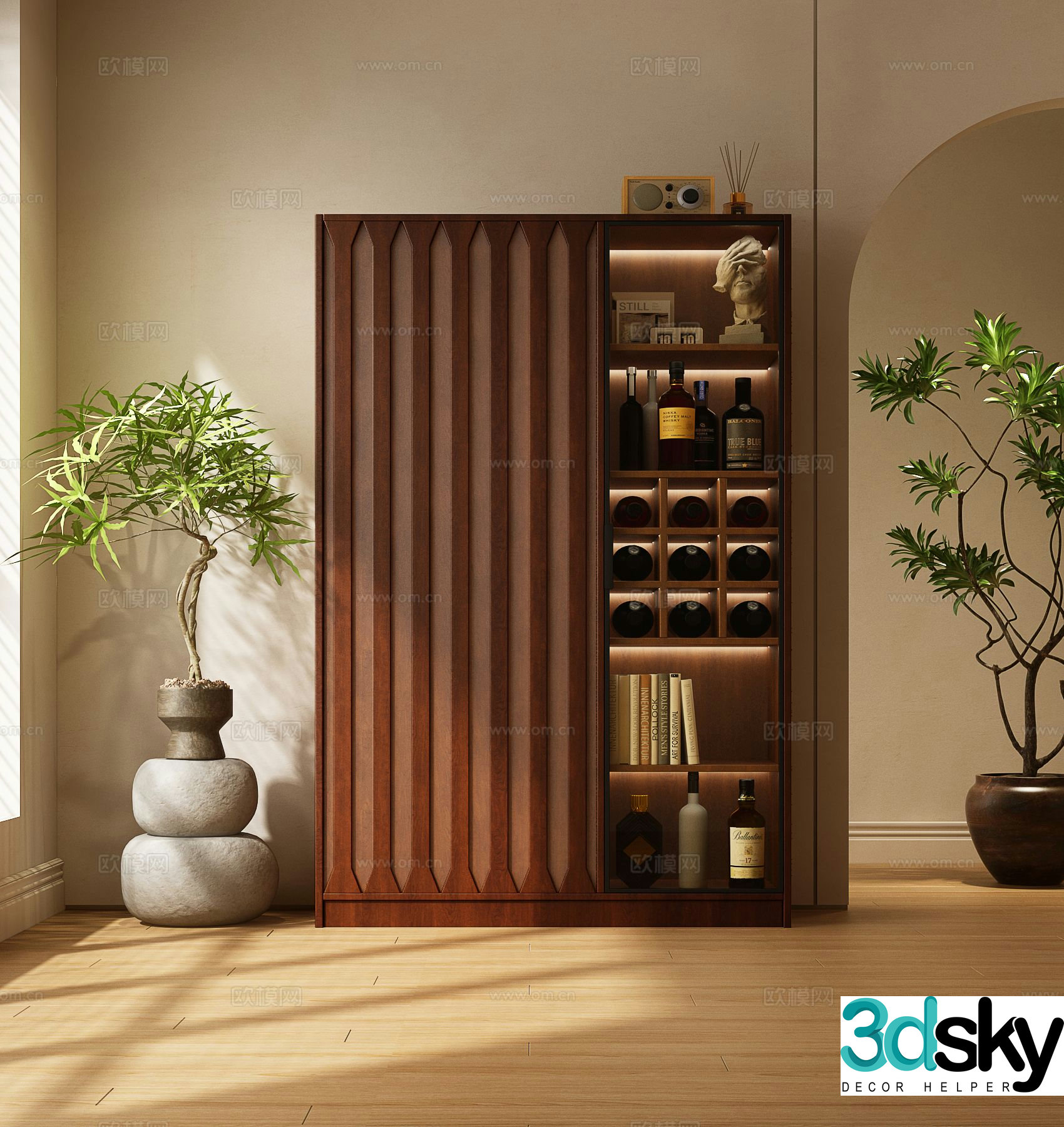 Middle-aged wine cabinet 3D model