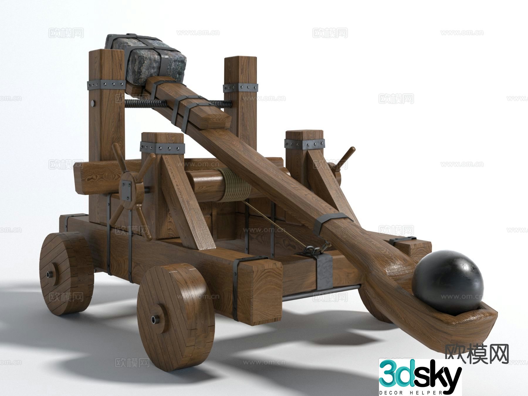 weapons siege engine trebuchet 3d model