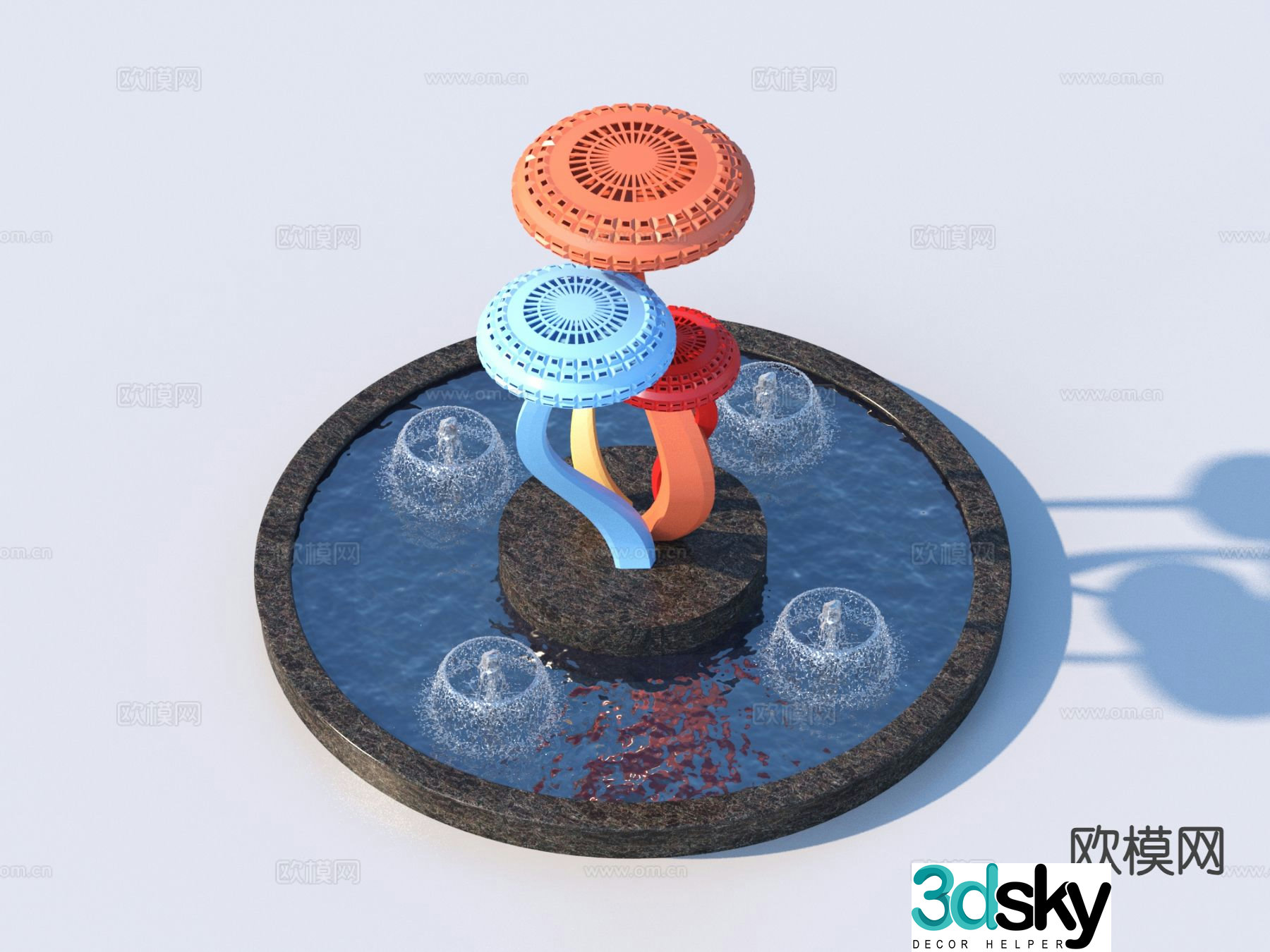 Urban sculpture fountain water feature 3d model