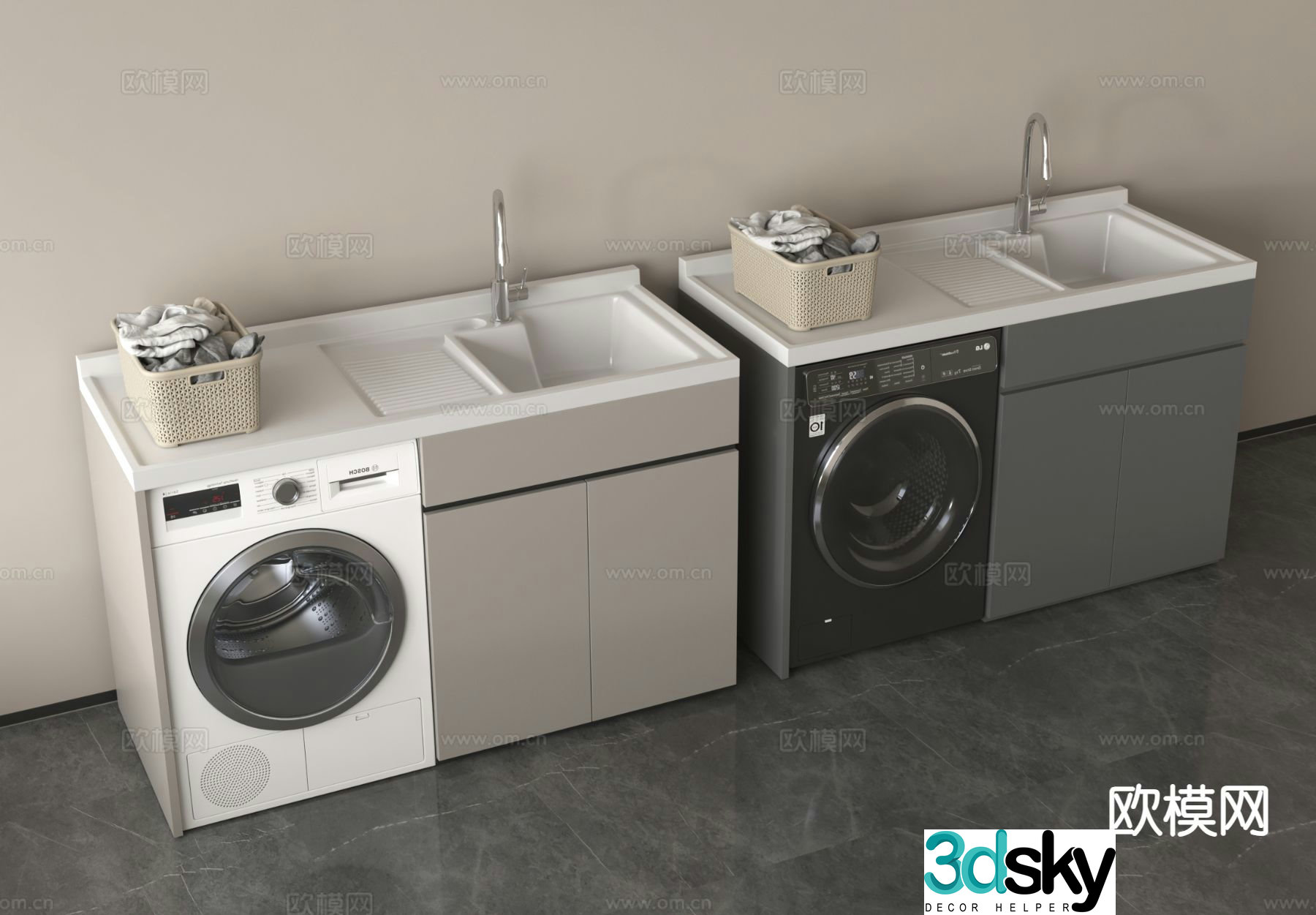 Washing machine cabinet balcony cabinet 3d model