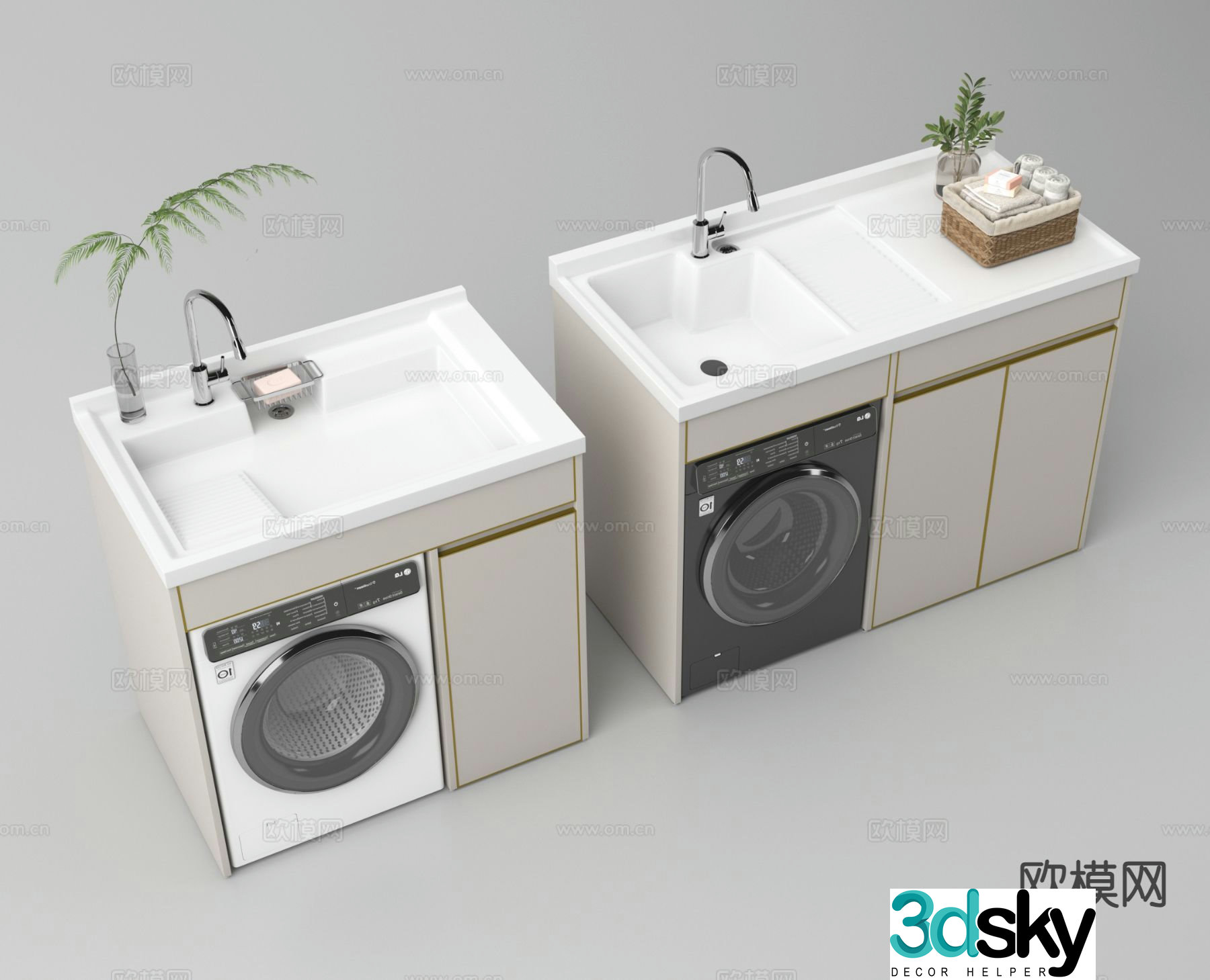 Washing machine cabinet balcony cabinet 3d model