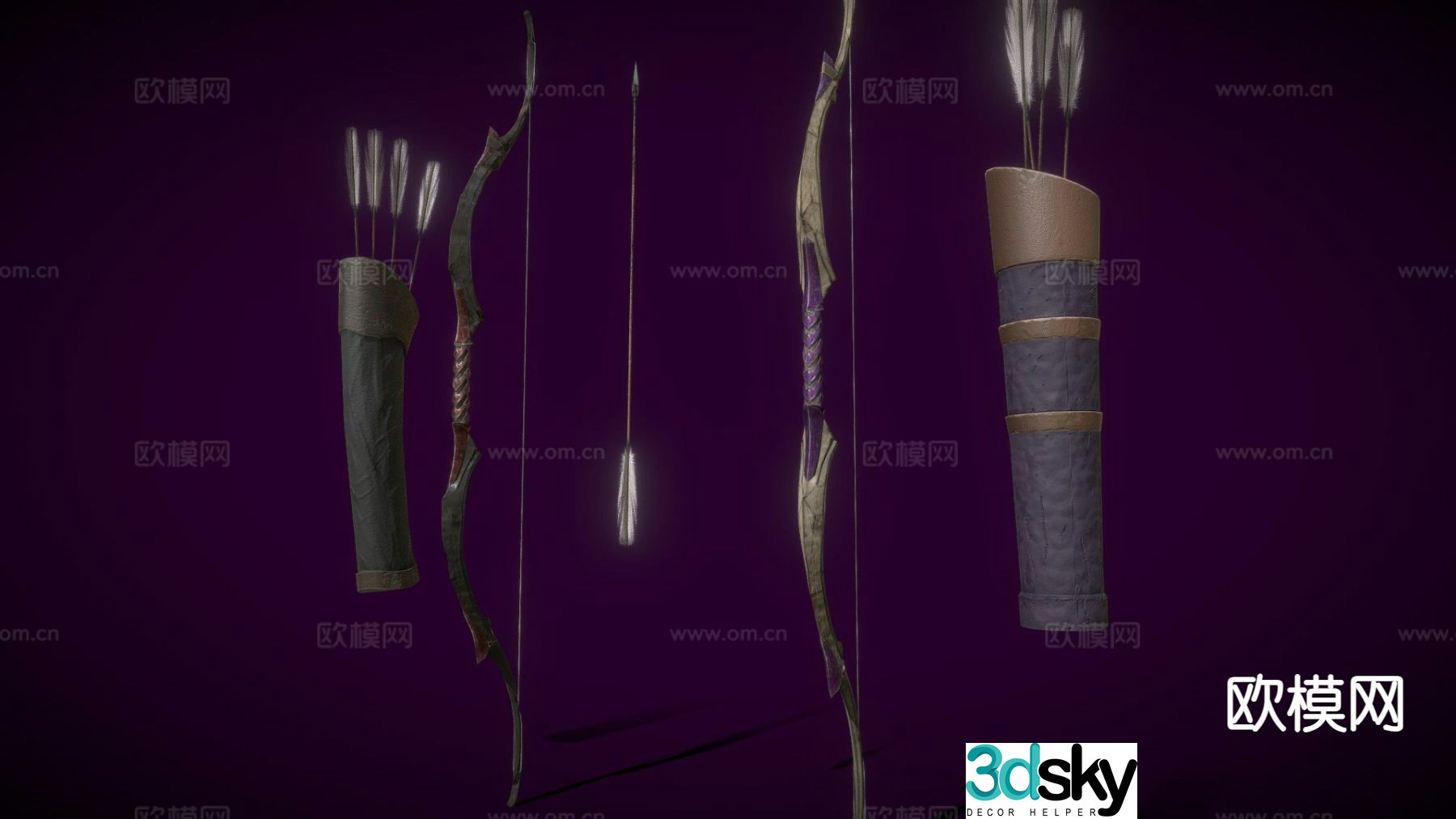 Bow and arrow quiver 3d model