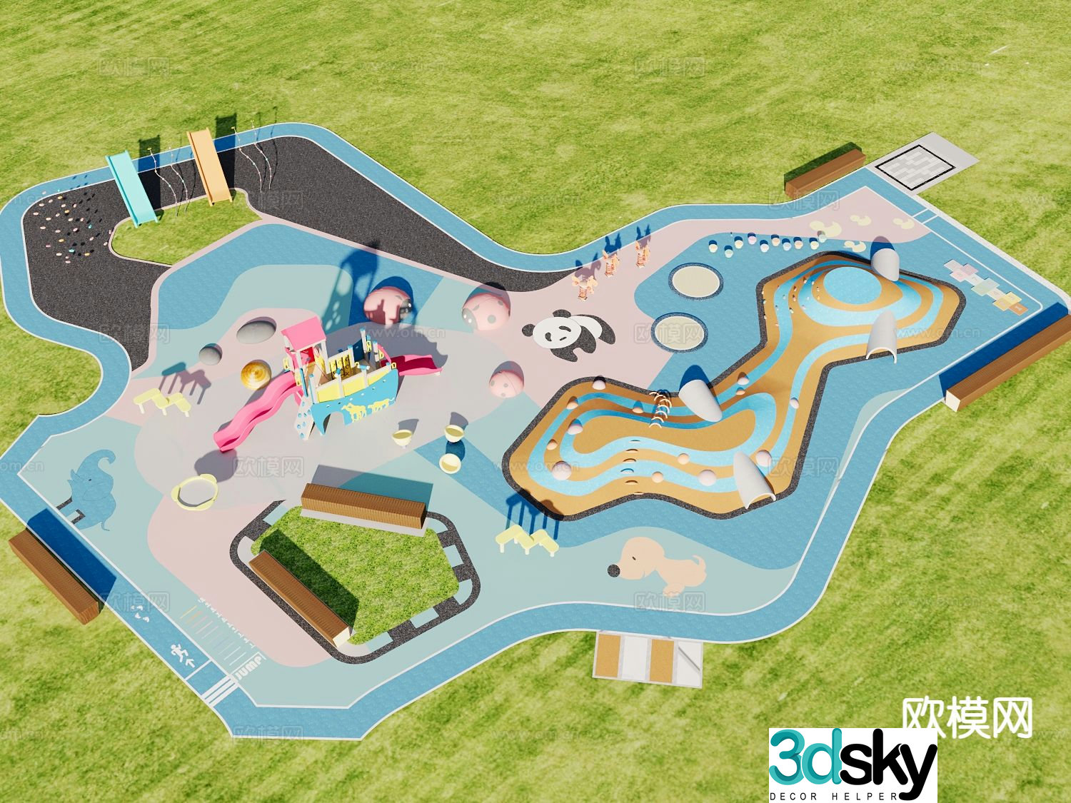 Children’s playground park landscape 3d model