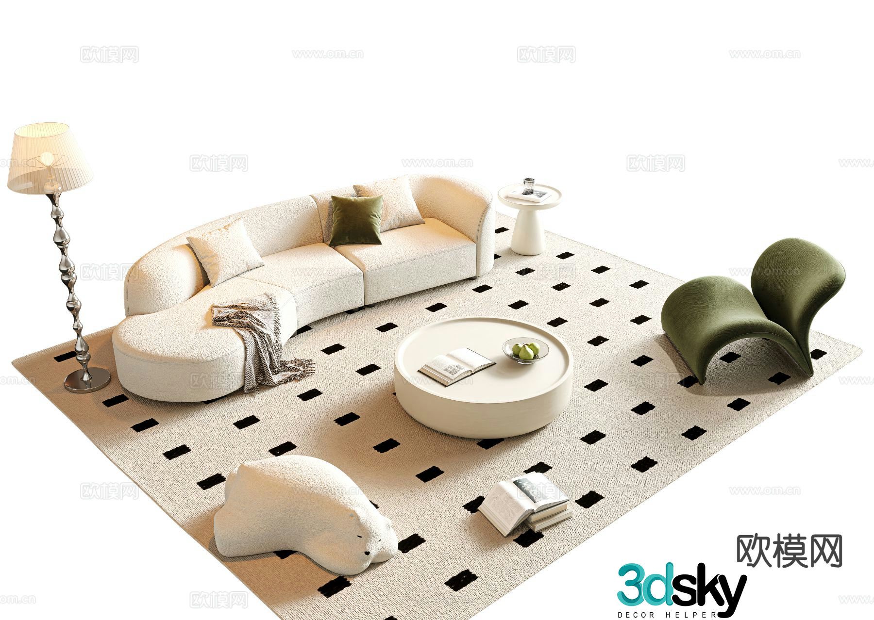 Cream style modular sofa 3d model