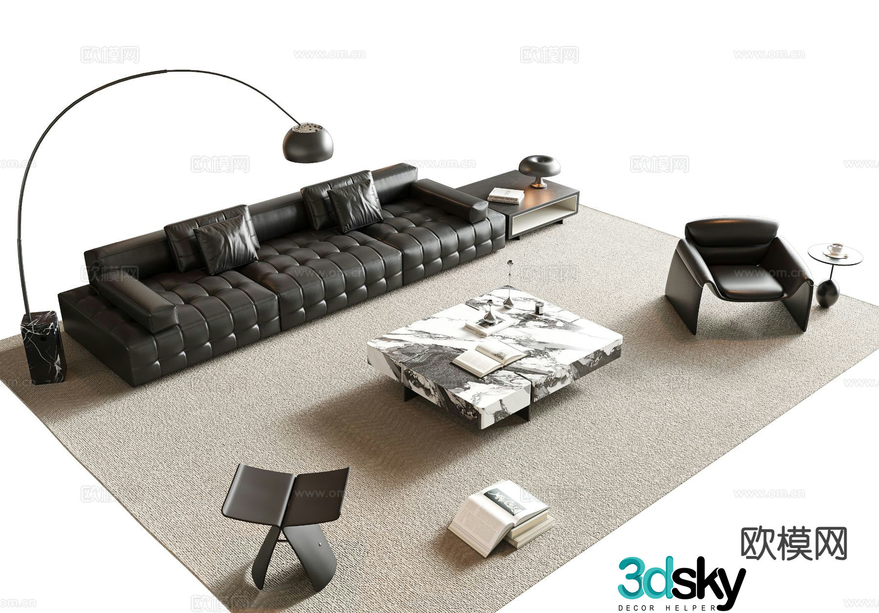 Modern leather sofa modular sofa 3d model