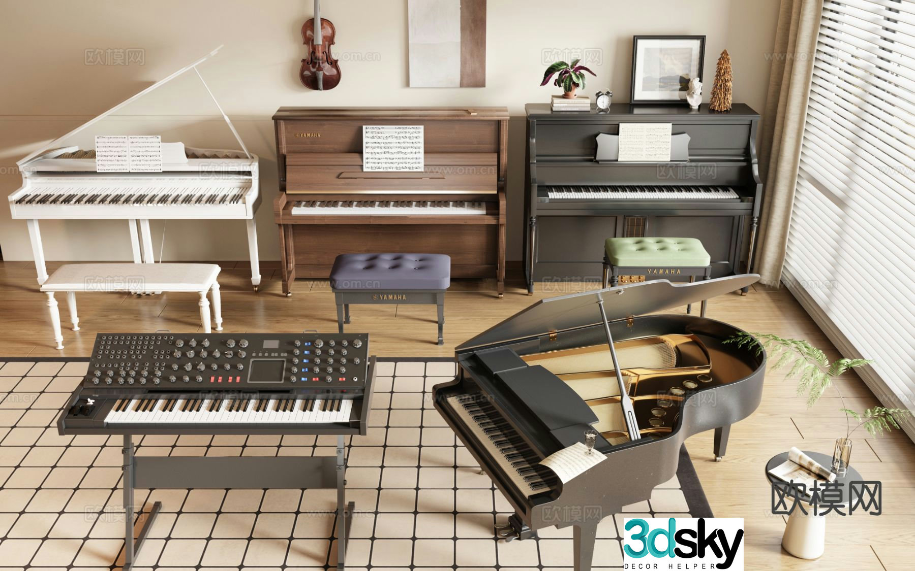 electronic piano grand piano 3d model