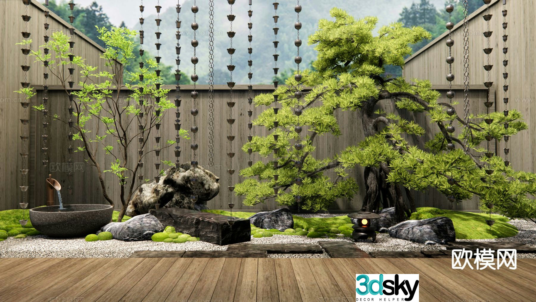 Courtyard landscape garden 3d model