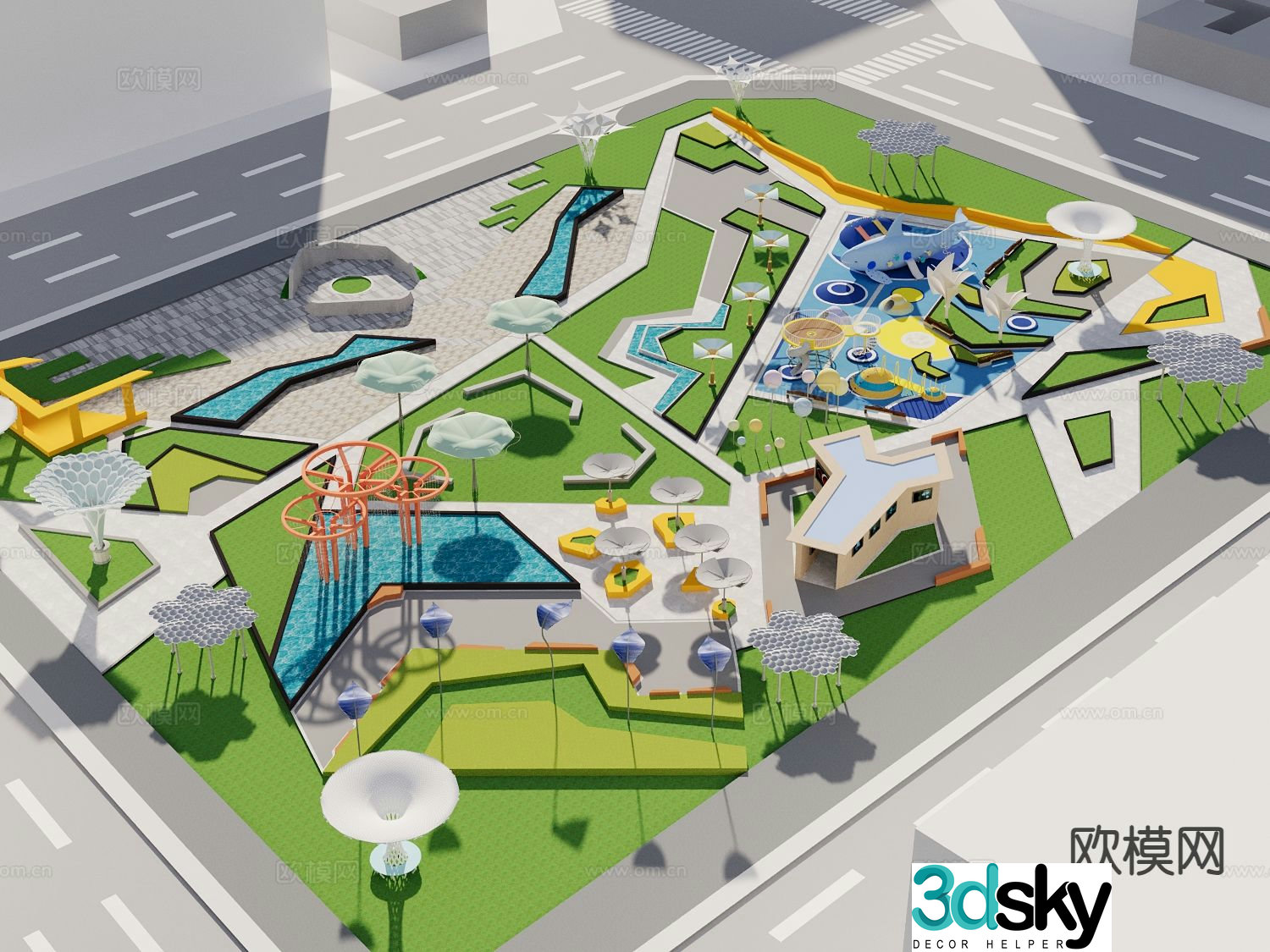 pocket park garden landscape 3d model