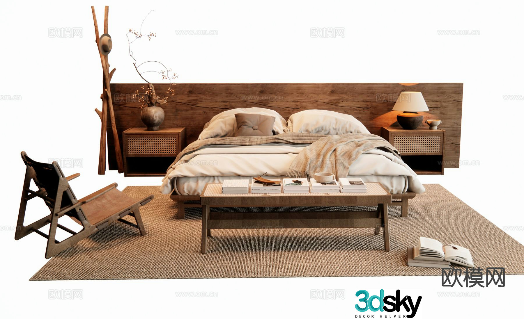 Medieval style double bed 3d model
