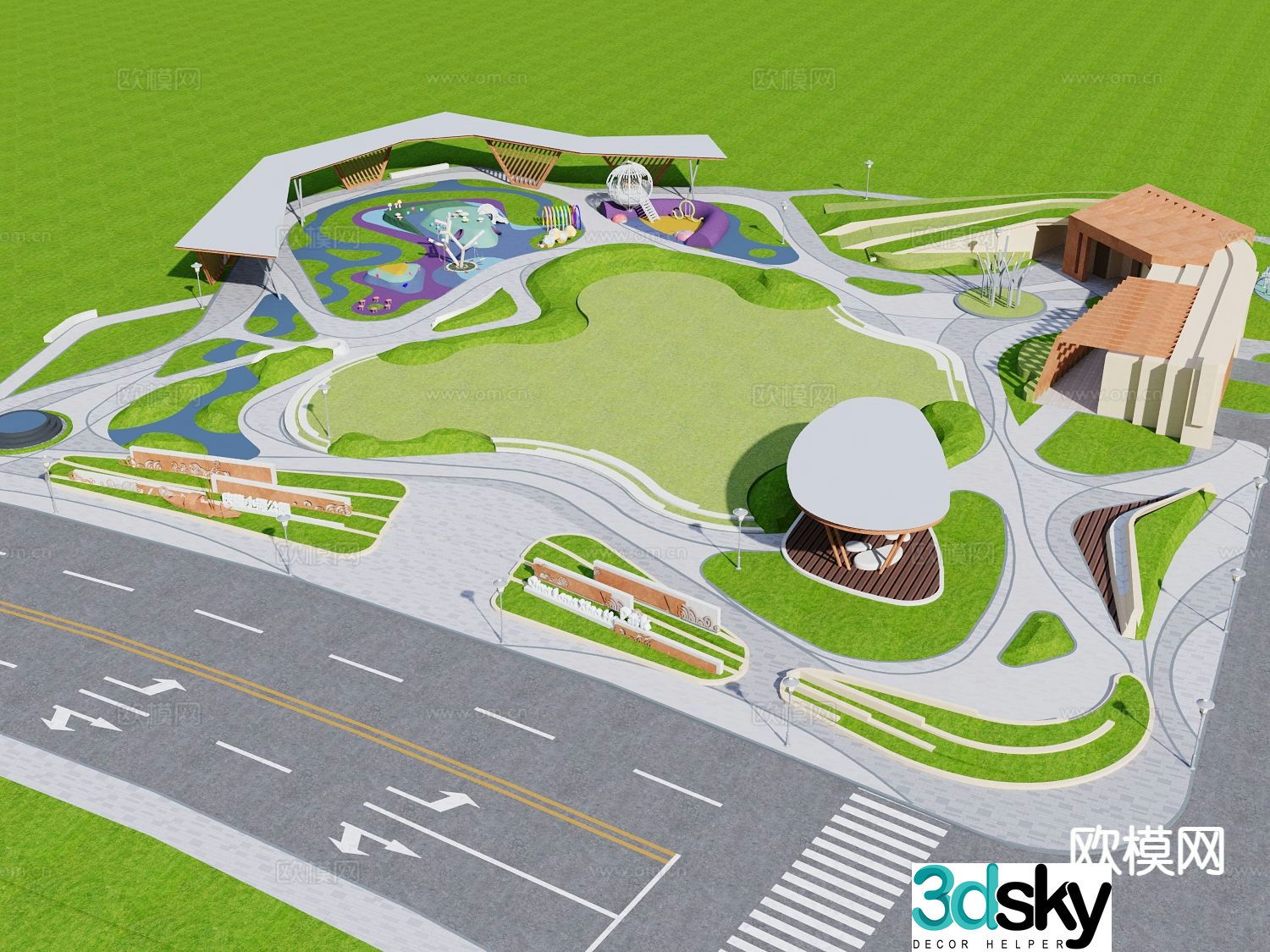 pocket park garden landscape 3d model