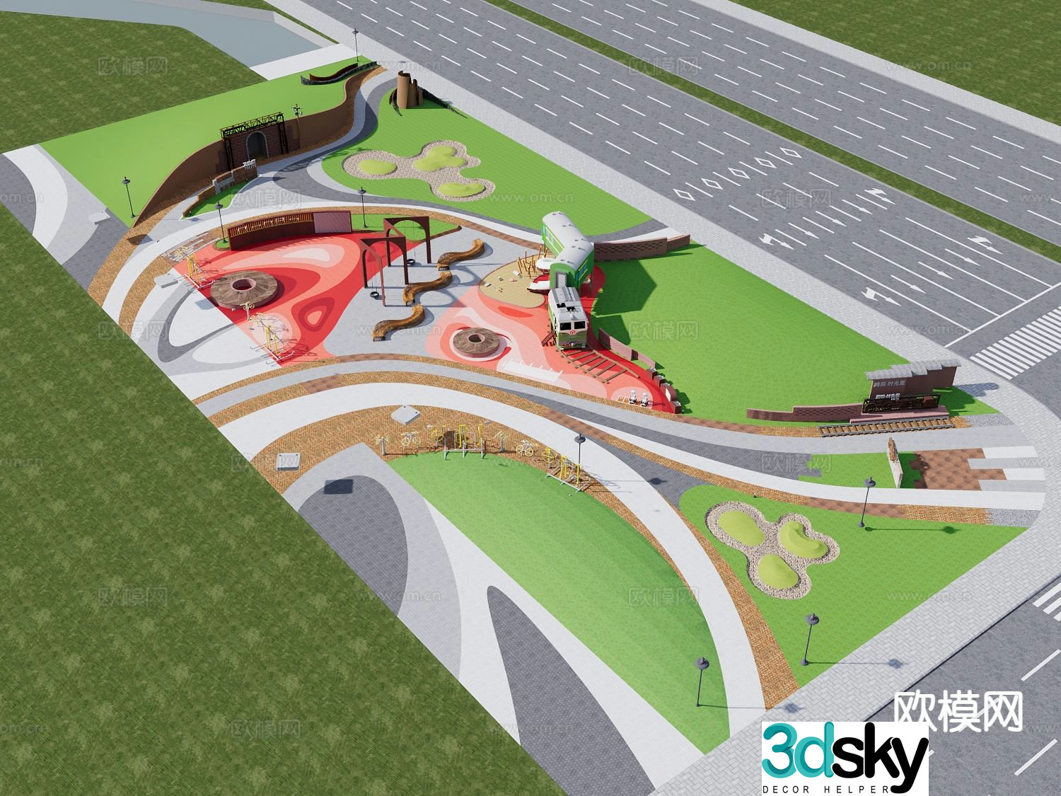 pocket park garden landscape 3d model