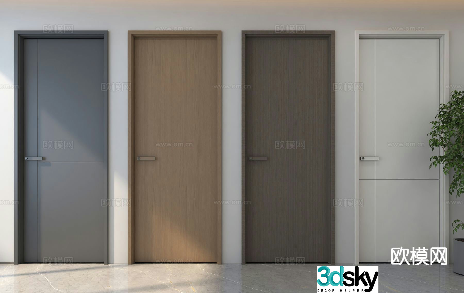 Room Door Single Open Door Bedroom Door 3D Model