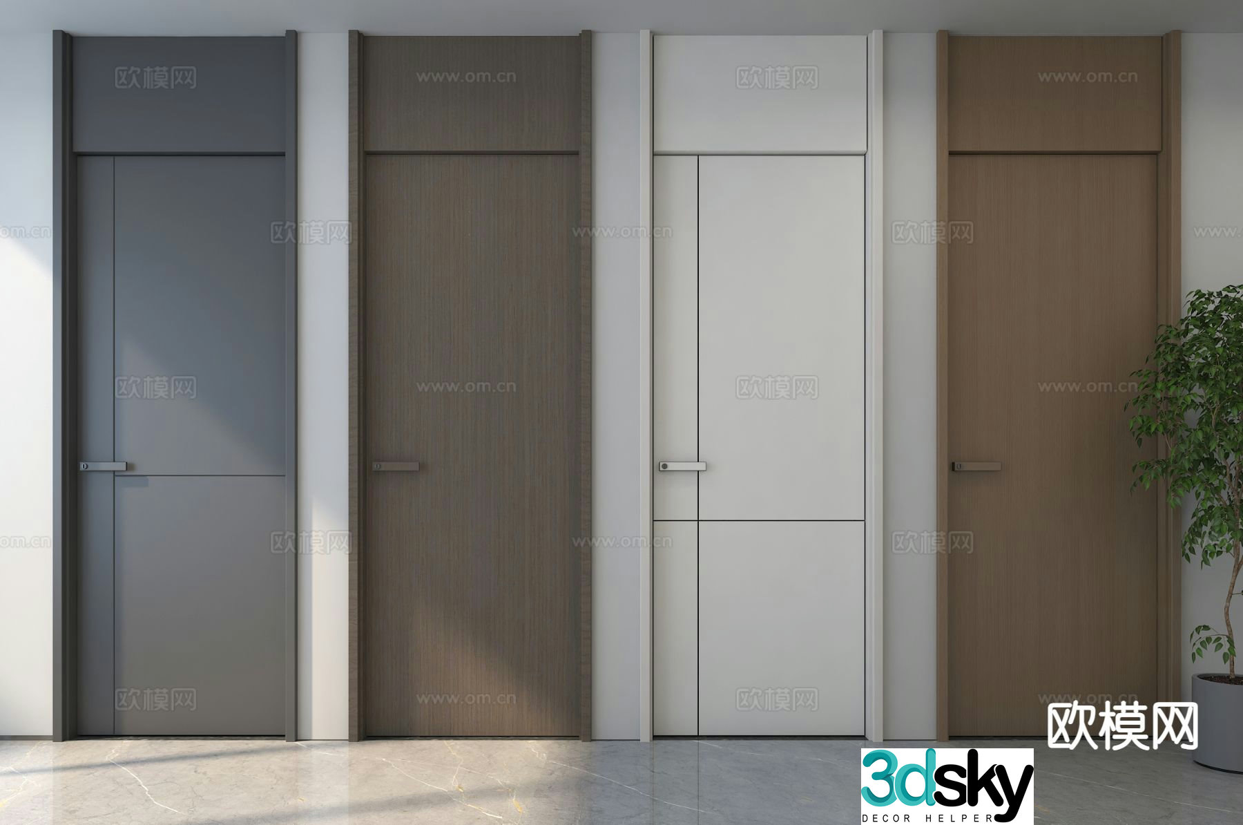Bedroom door room door ceiling door swing door 3D model