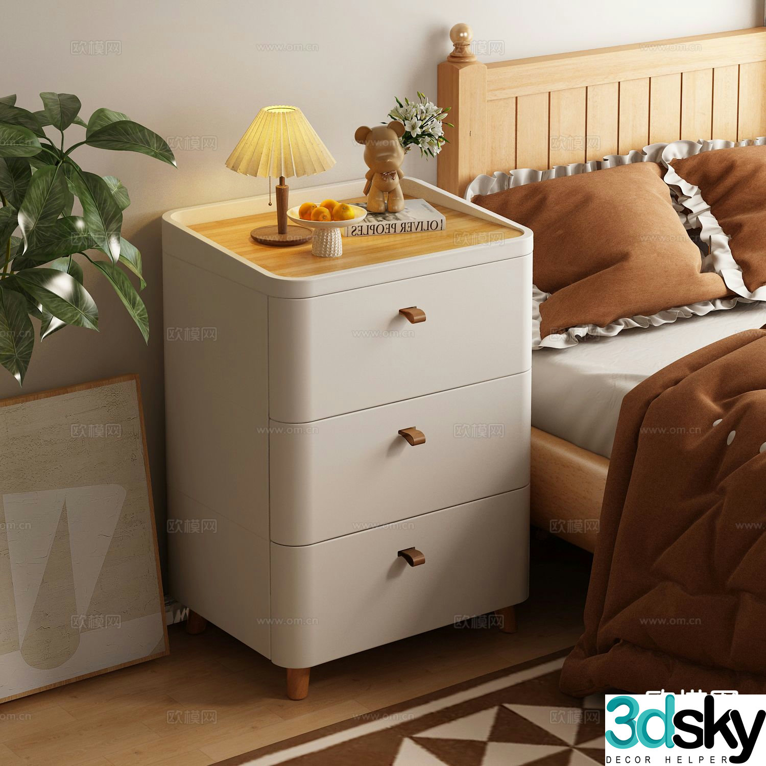 Nordic bedside table 3d model