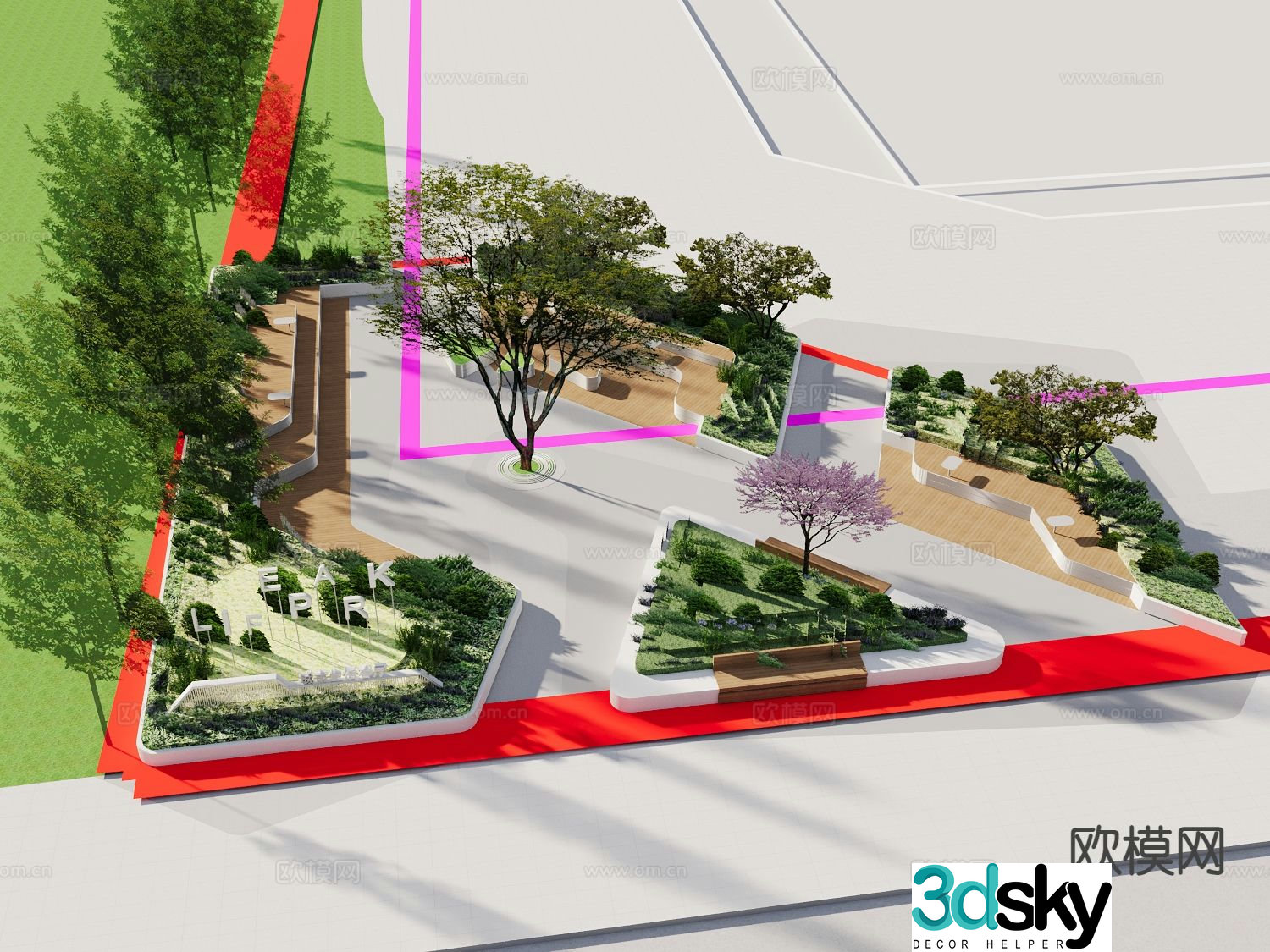 pocket park garden landscape 3d model