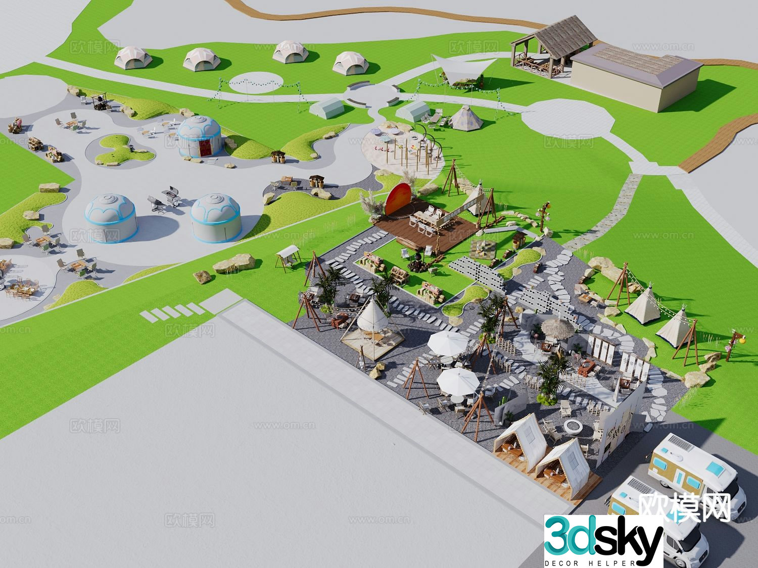 Mongolian yurt scenic spot tourist attraction 3d model