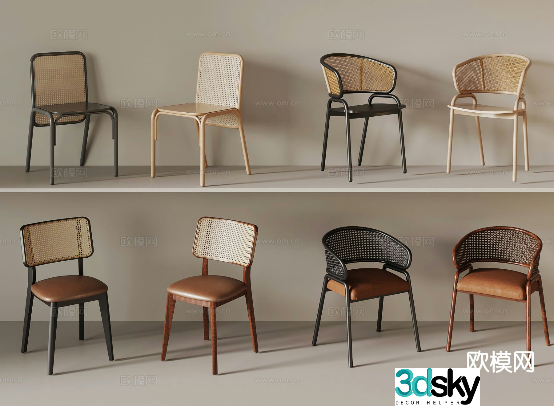 Wabi-sabi chair dining chair 3d model