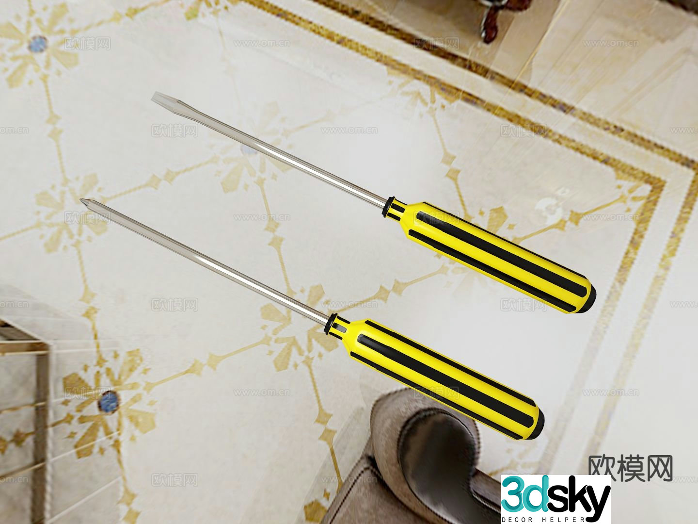 Hardware tools screwdriver 3d model