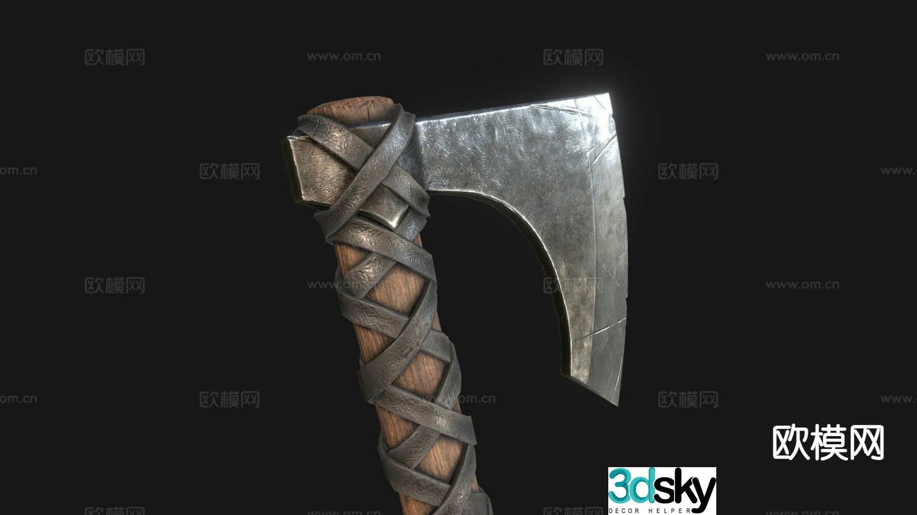 Viking battle ax cold weapon 3d model