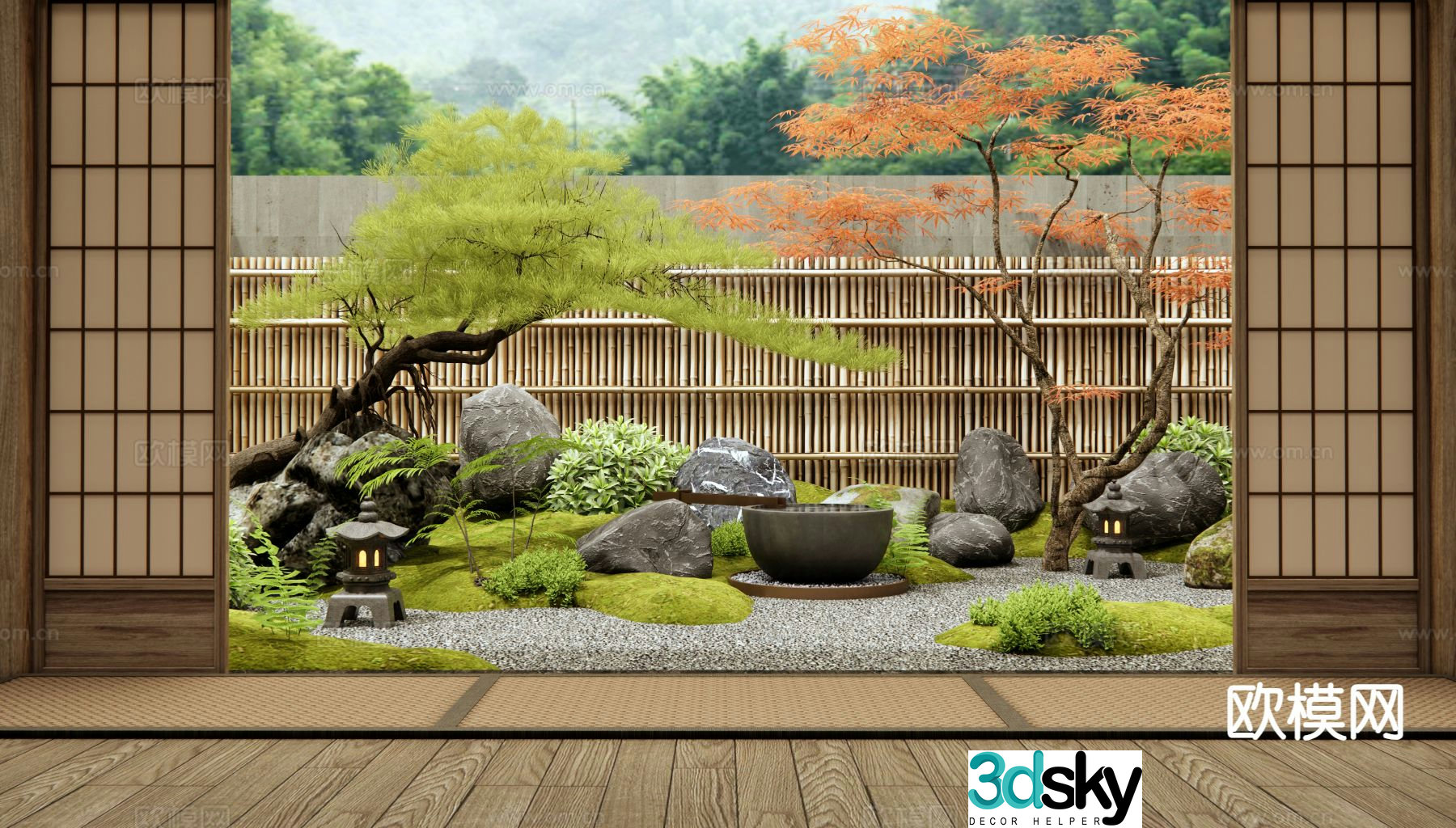 Courtyard landscape garden 3d model