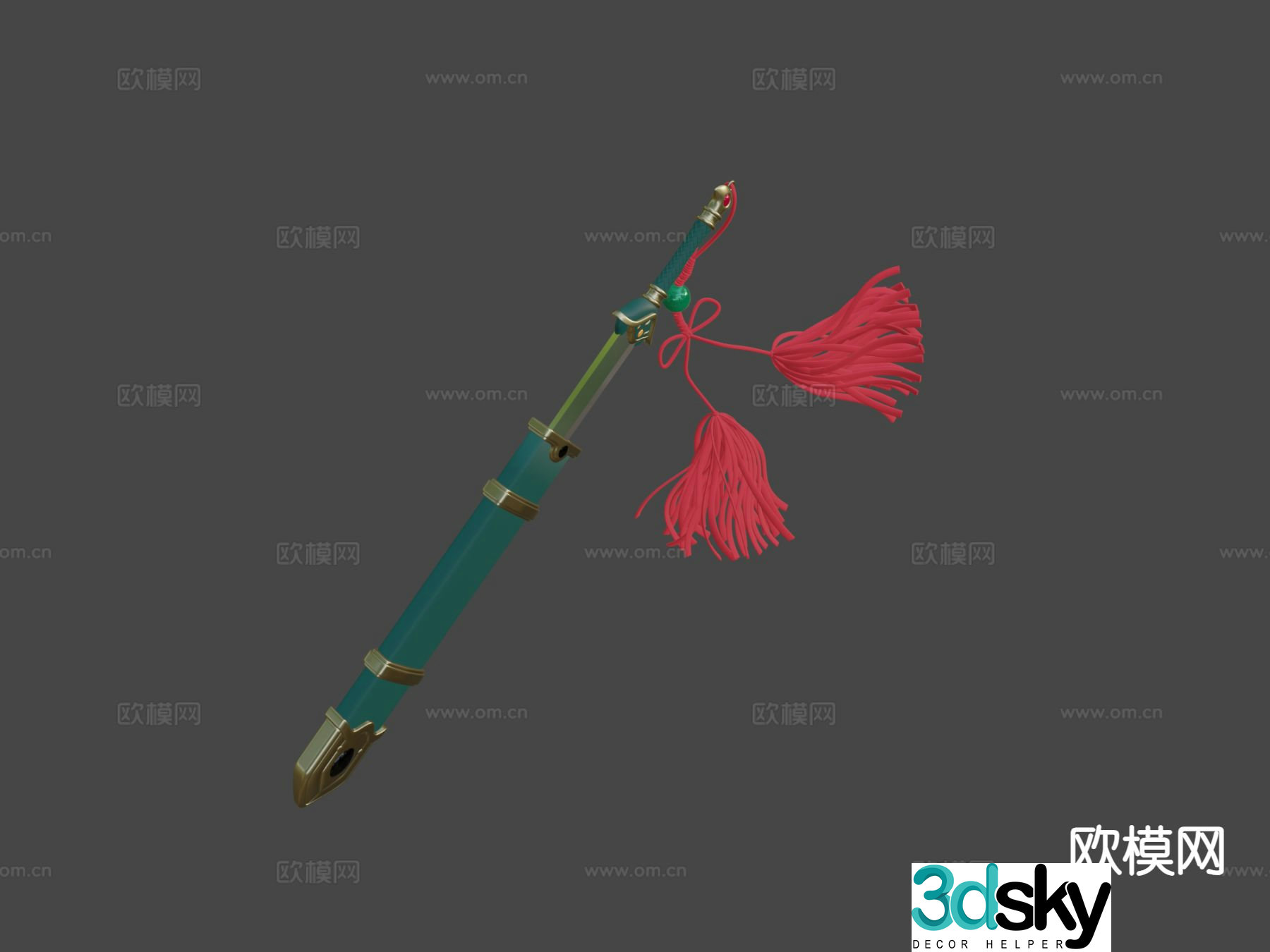 Long sword scabbard cold weapon 3d model