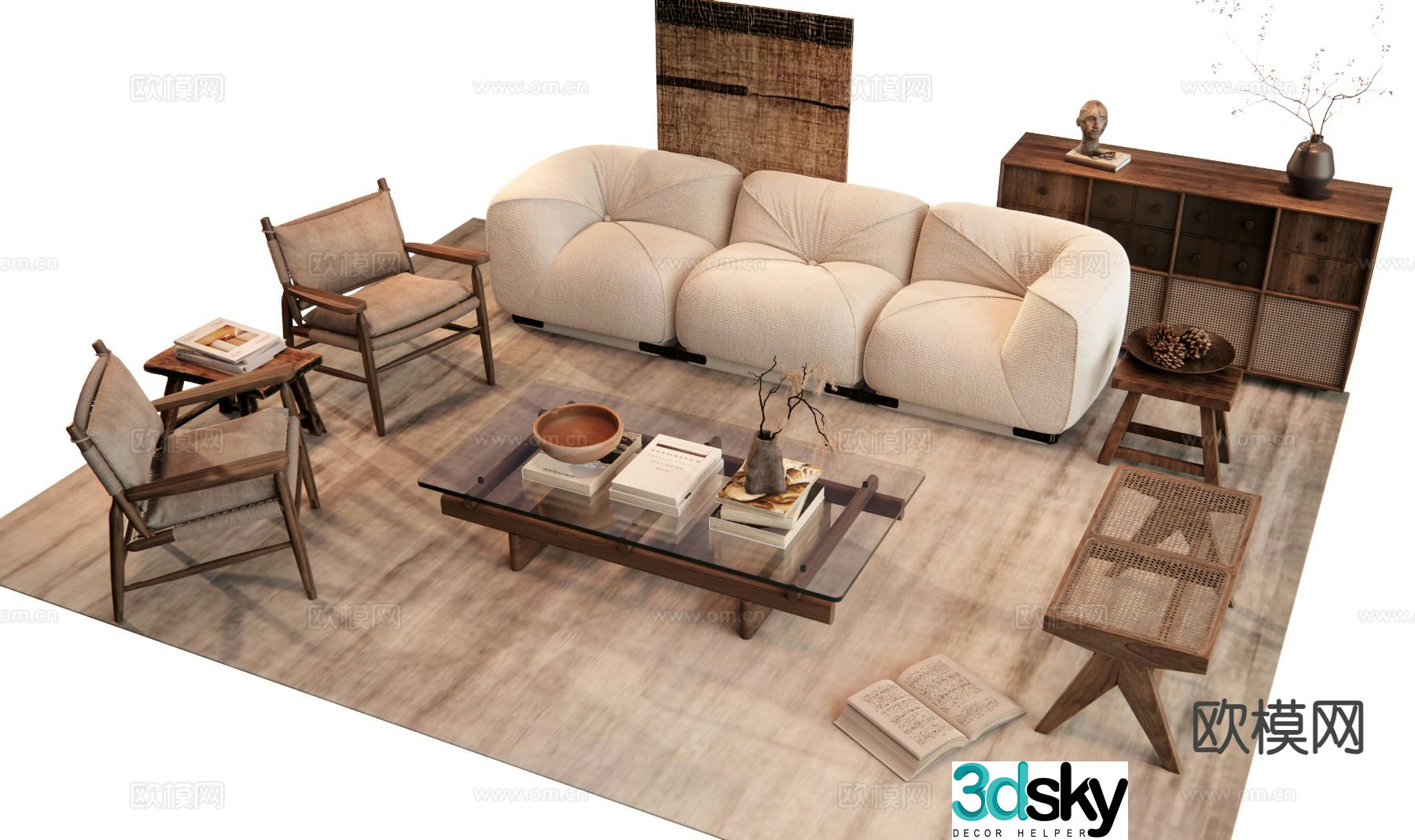 Medieval style modular sofa 3D model